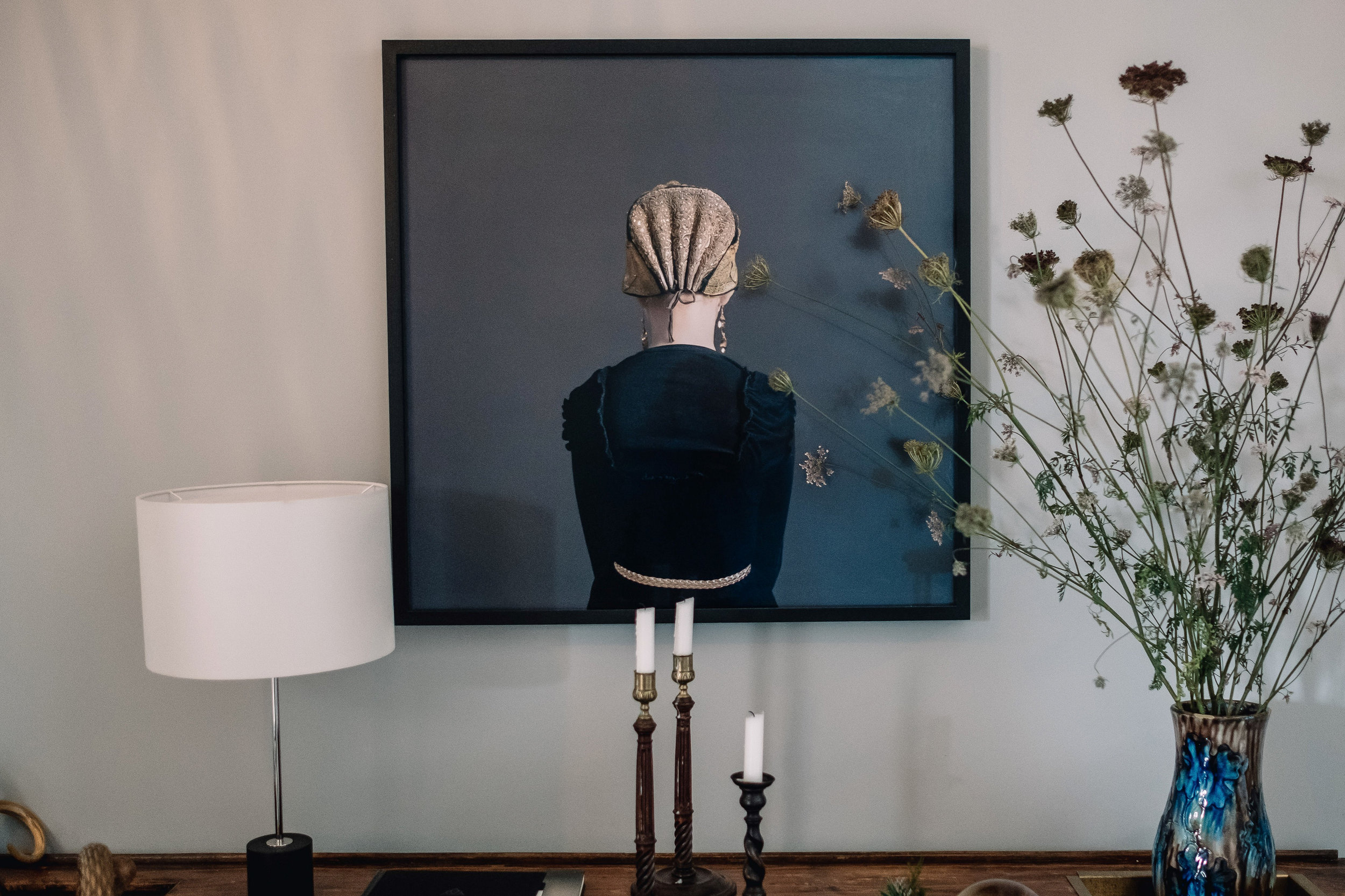 Painting of a Danish lady in the hallway
