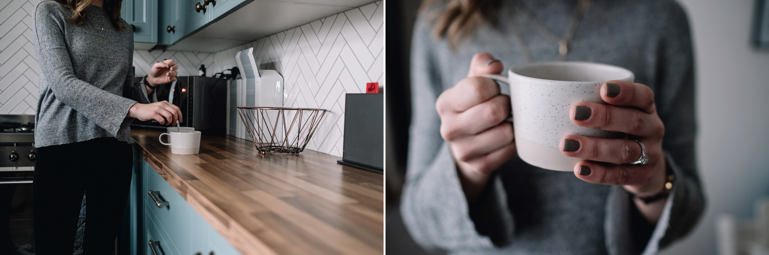 Mother makes a cup of tea.