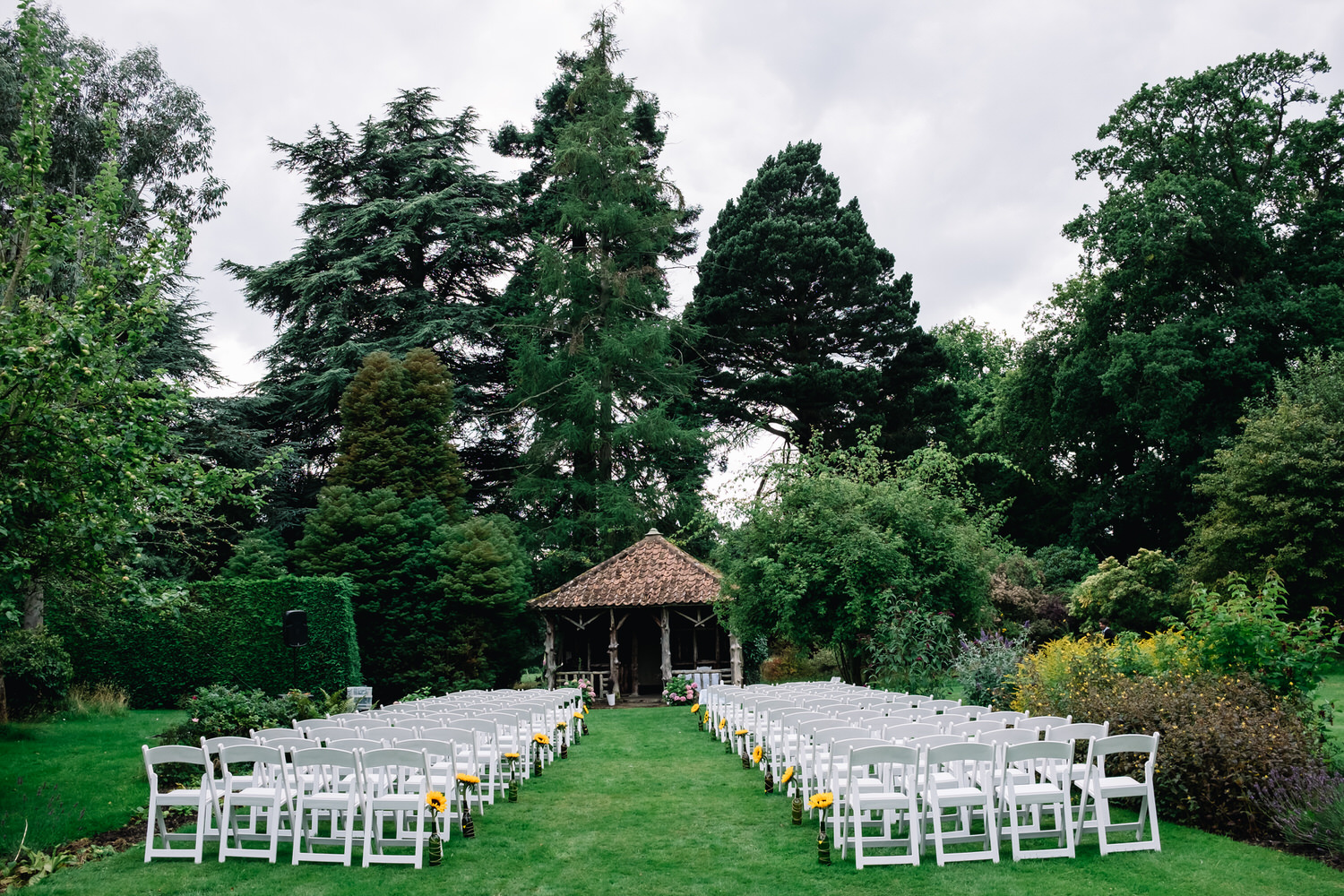  Chairs are organised for the outdoor ceremony at Errol Park in Perthshire. 