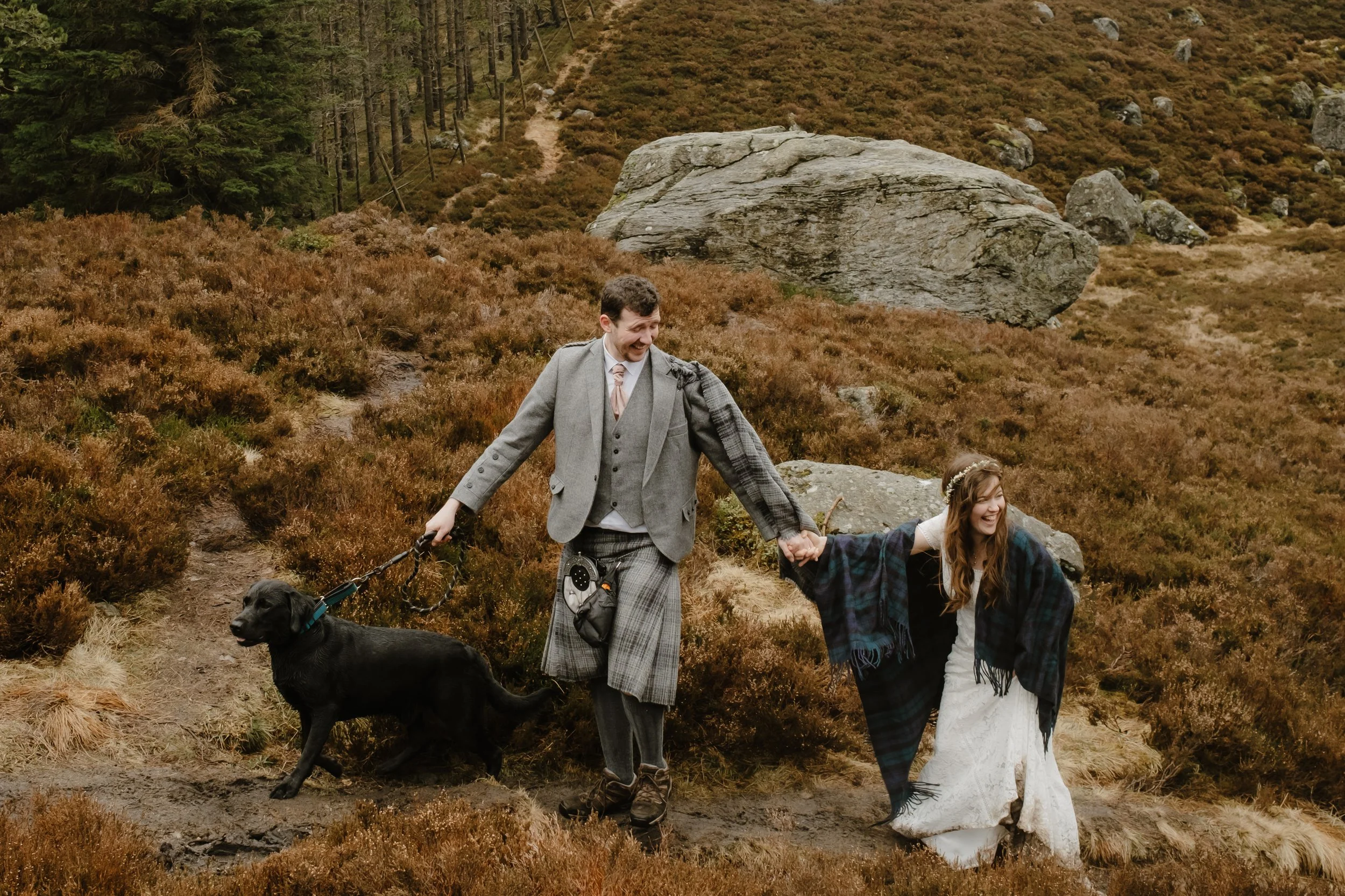 Elopement at Corrie Fee with Labrador