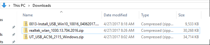Screen shot of the driver download