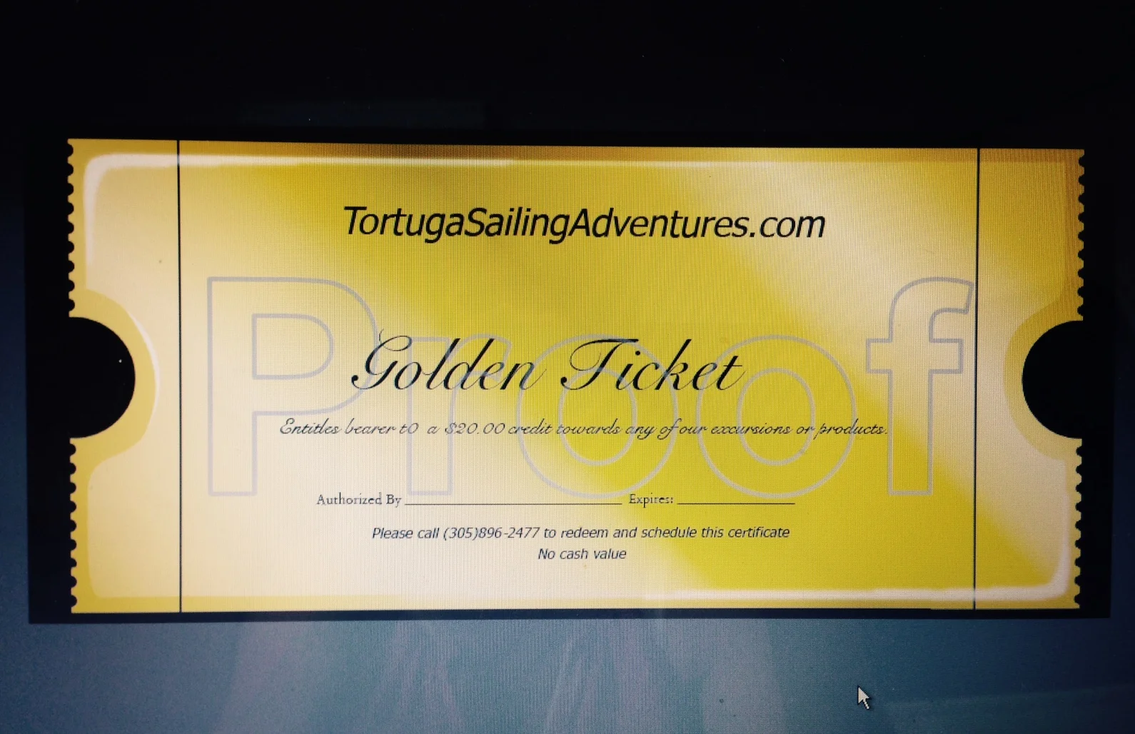 Our $25. value "Golden Tickets" arrived today.