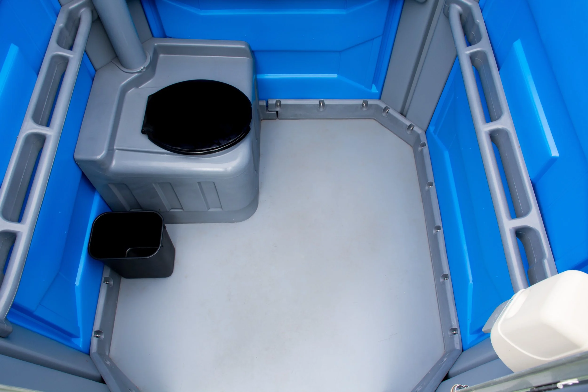 Wheel Chair Unit has ground level floor access, grip bars, hand sanitizer at lower level, roomier design permits greater movement, great for anyone with limitations and parents with children. 