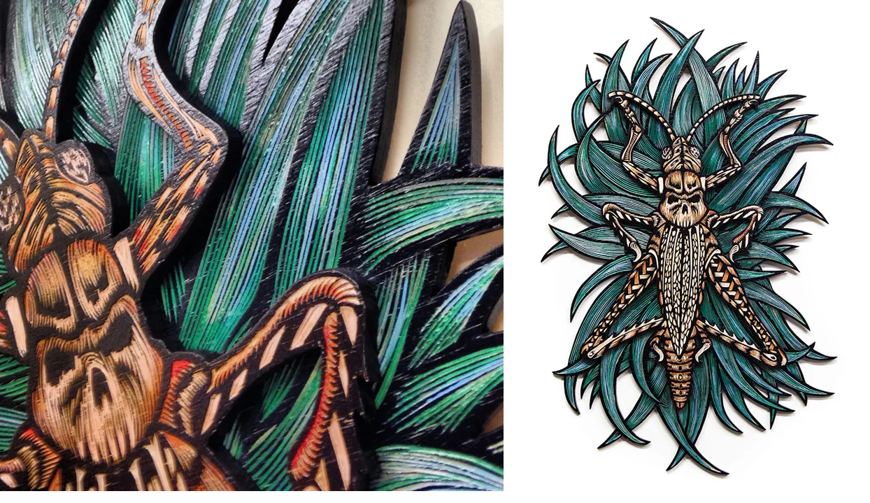 Old World Deity 2 (woodcarving 24"x37")