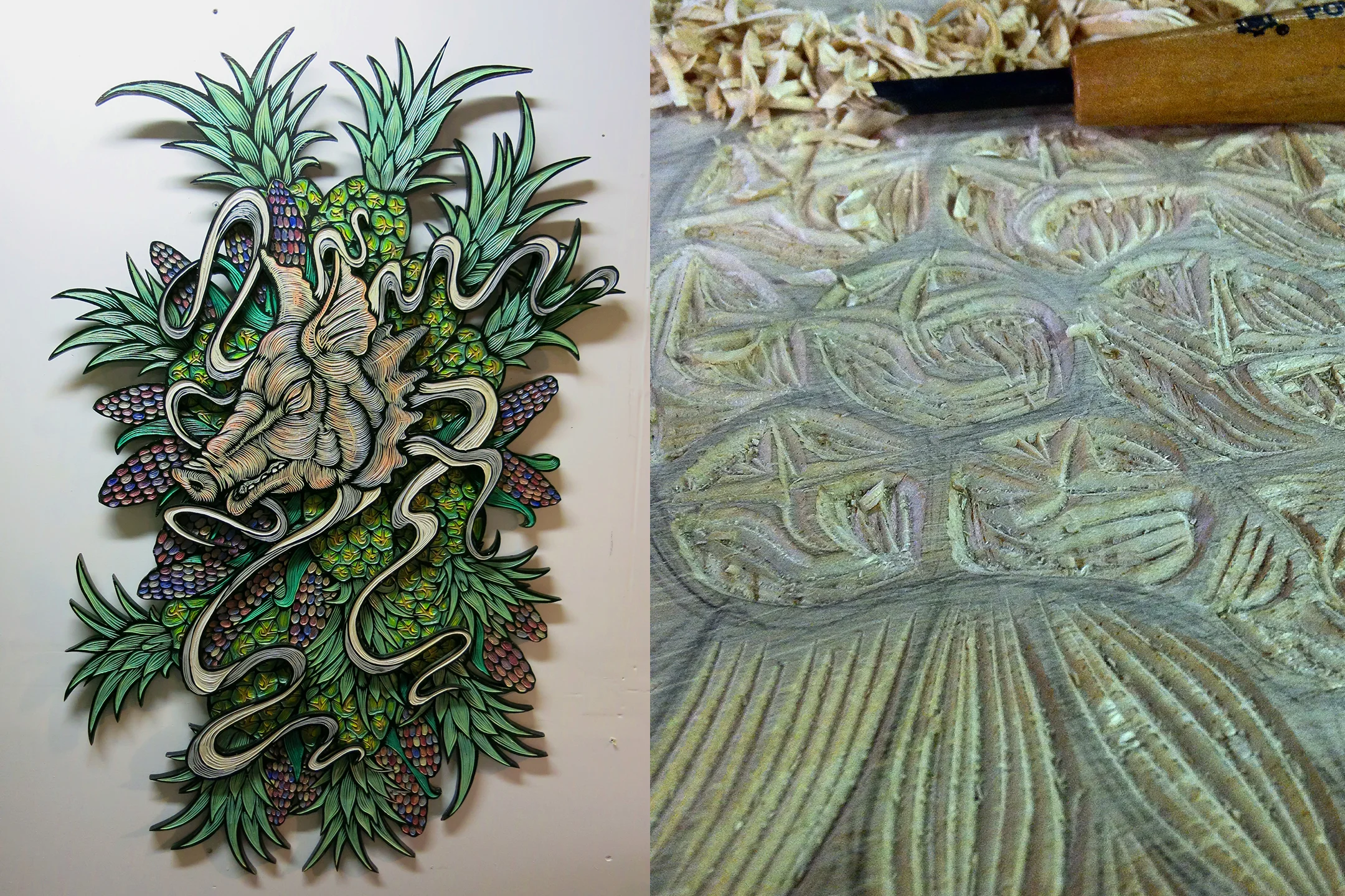Commission for Empelon NYC 26x48" wood carving