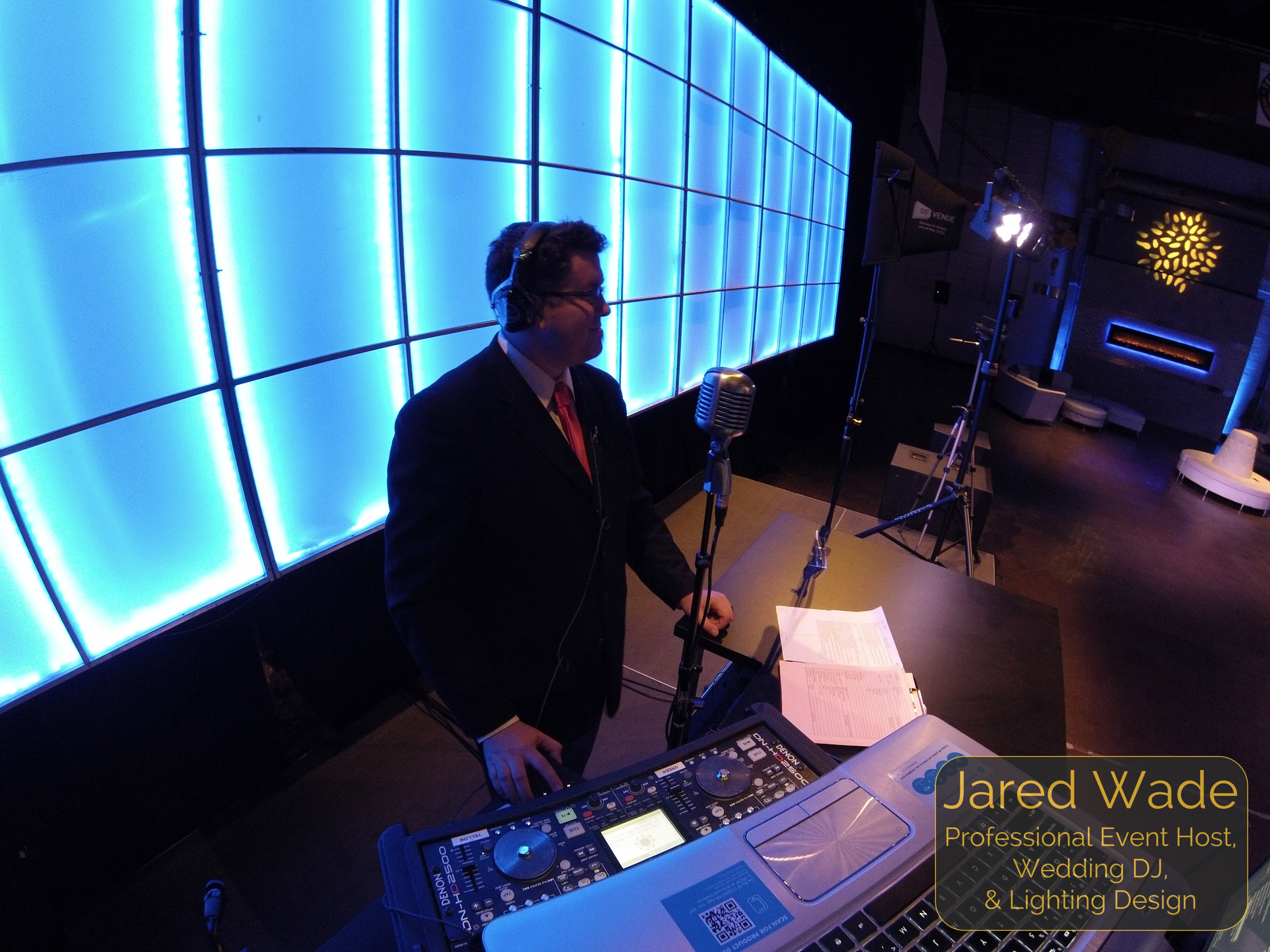 Jared Emceeing a recent event at The Crane Bay in Indianapolis