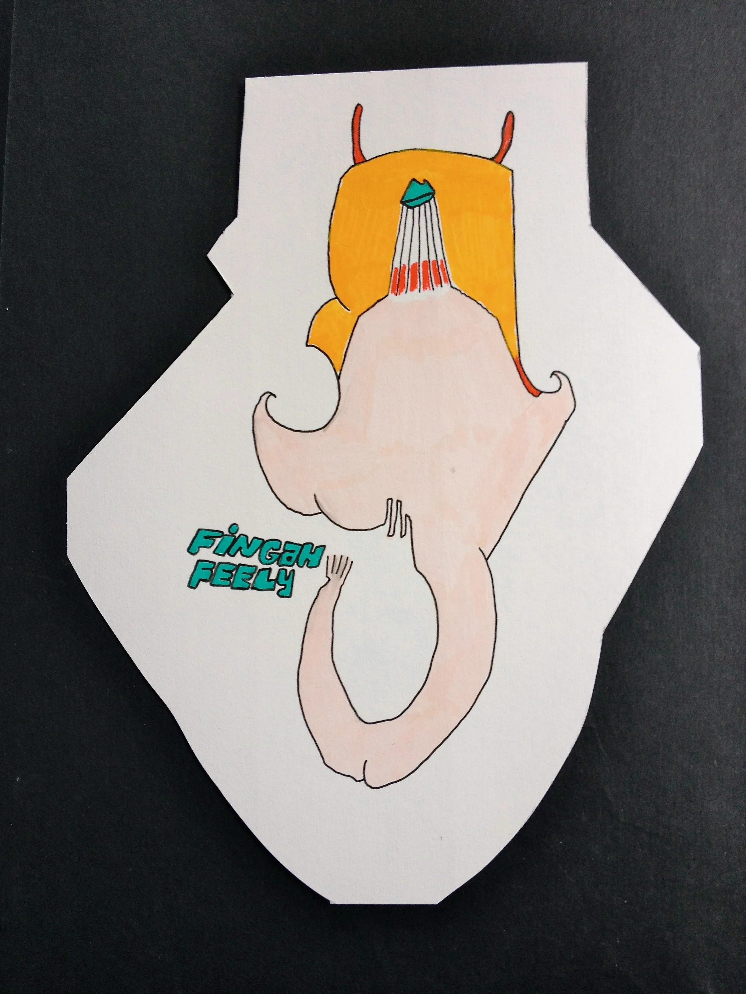   Fingah Feely      Pen and marker on paper   6" x 4"    2012  &nbsp;    