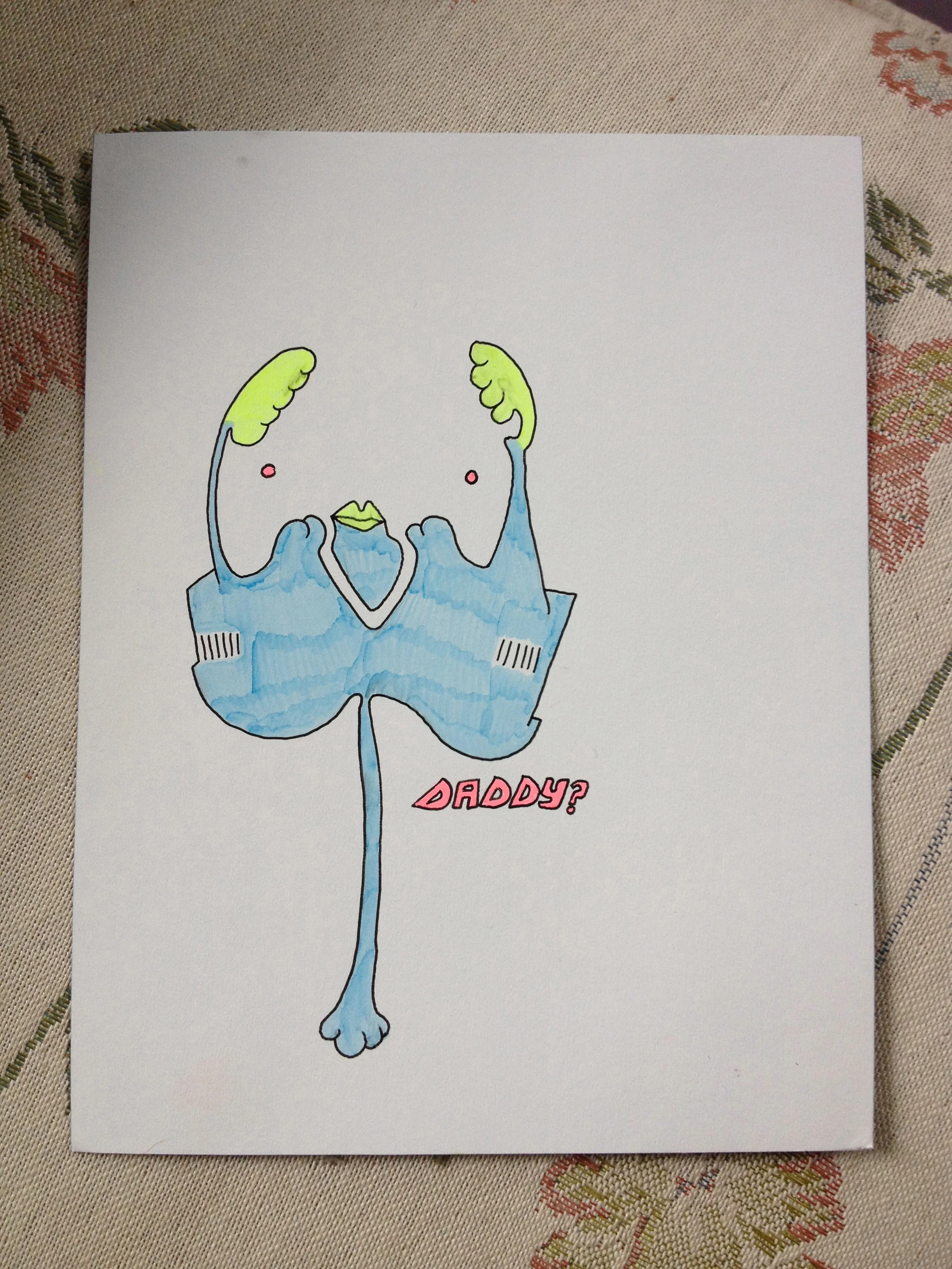   Daddy?      Pen and marker on paper   6" x 4"    2012  &nbsp;    