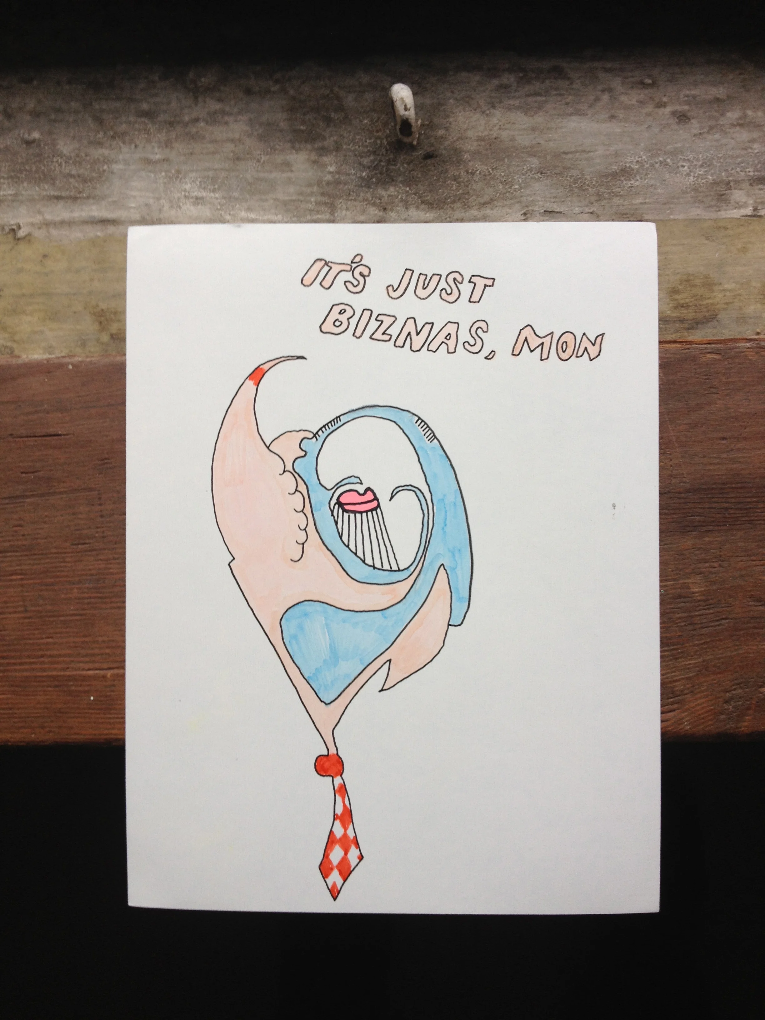   It's Just Biznas, Mon      Pen and marker on paper   6" x 4"    2012  &nbsp;    