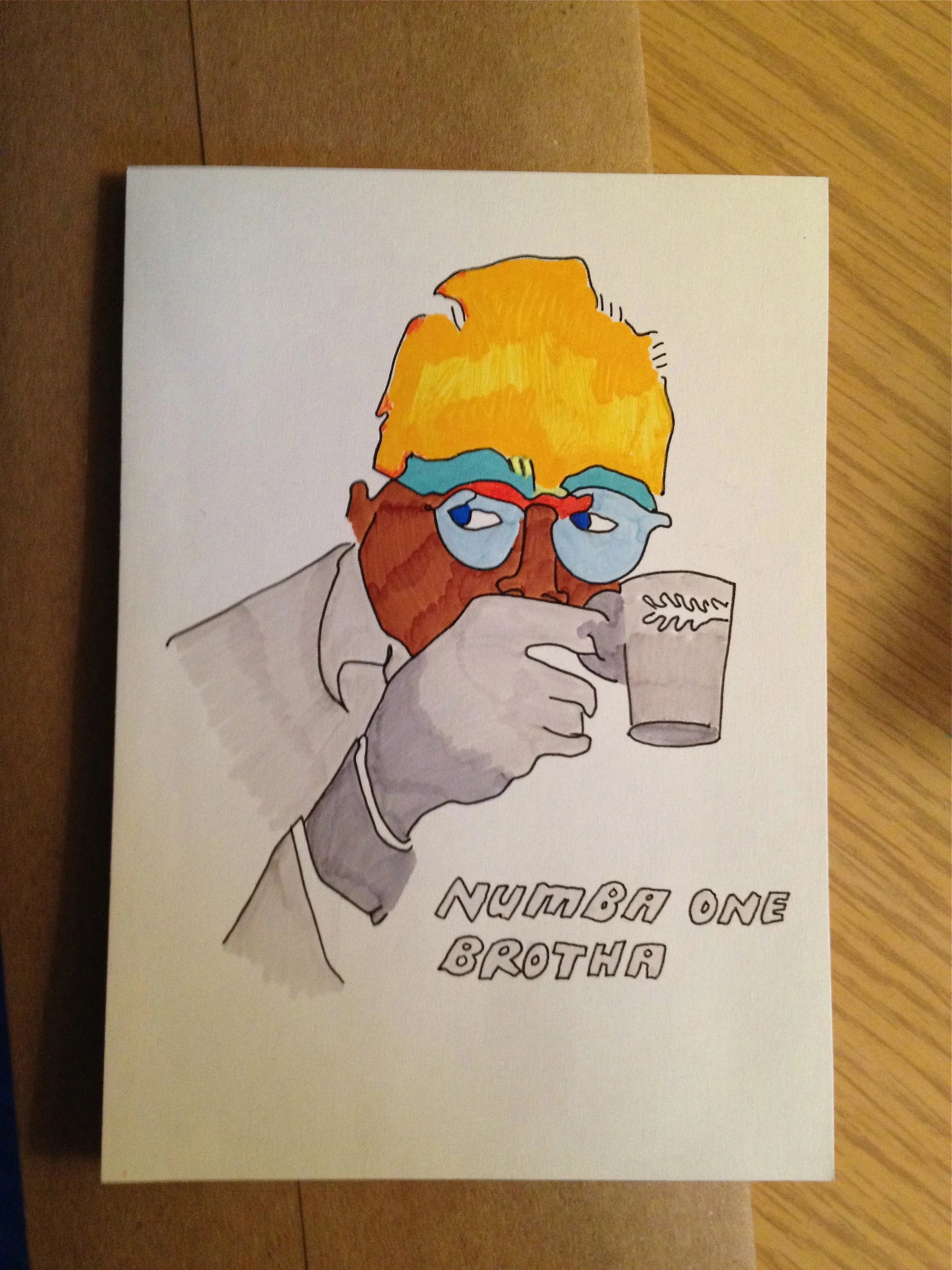   Numba One Brotha      Pen and marker on paper   6" x 4"    2012  &nbsp;    
