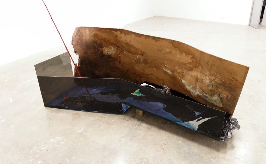   Orinoco (Clay Lick)   wood, plaster, acrylic plastic, bronze, pigment   67" x 35" x 30"&nbsp;  2014 
