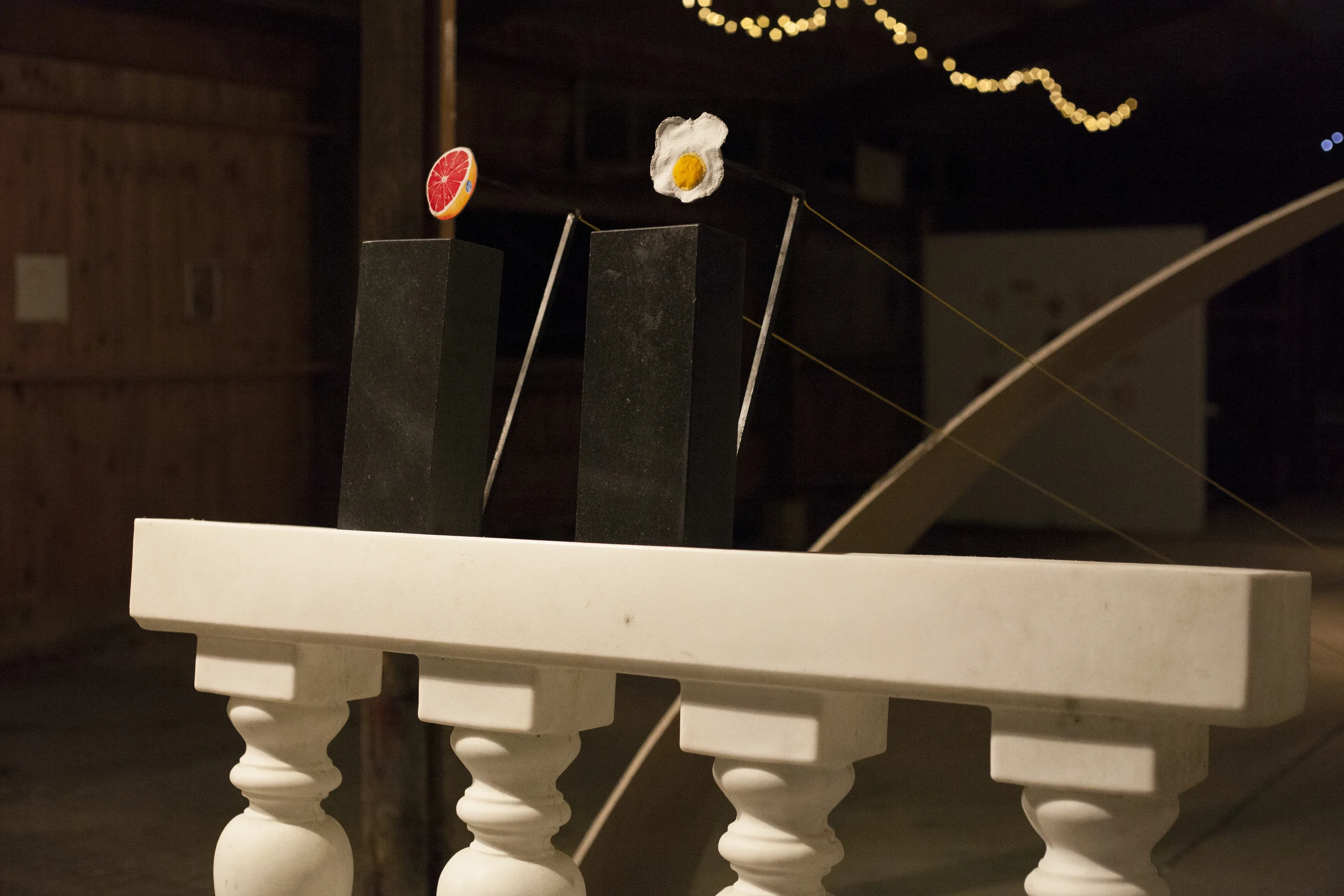   Utopic Scene 1   plastic, marble, gravel, drywall, steel, foam, resin, bronze, fabric  dimensions variable  2014 