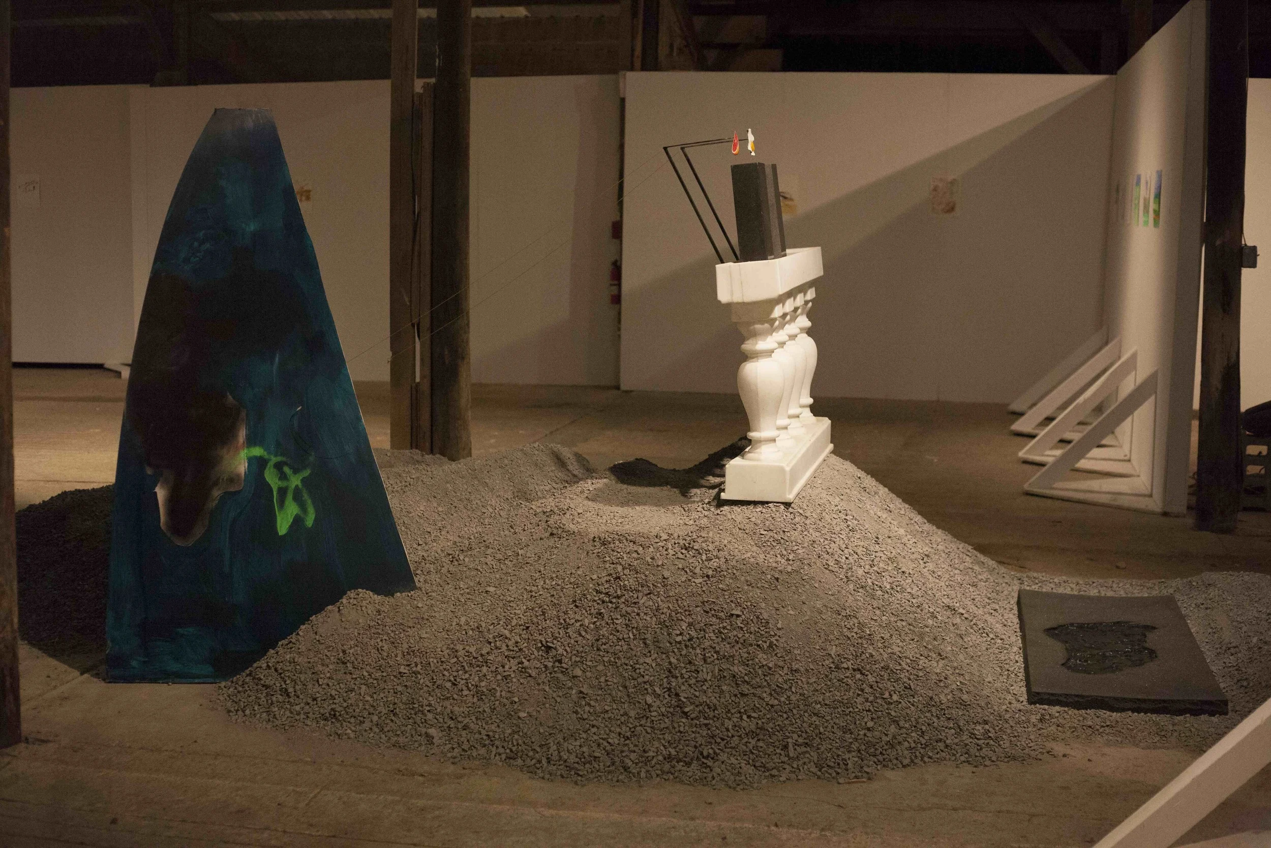   Utopic Scene 1    plastic, marble, gravel, drywall, steel, foam, resin, bronze, fabric  dimensions variable  2014 