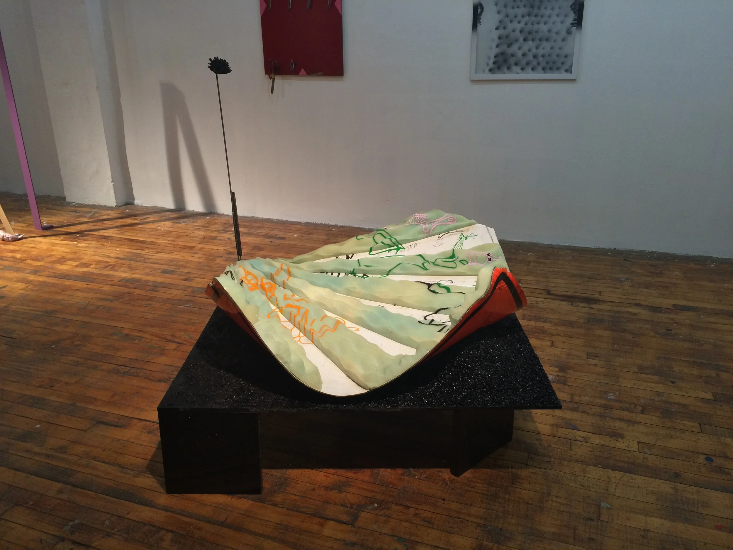   Botticelli (Weather So Good)   steel, foam, asphalt, marble, plastic  4' x 4' x 3'  2015 