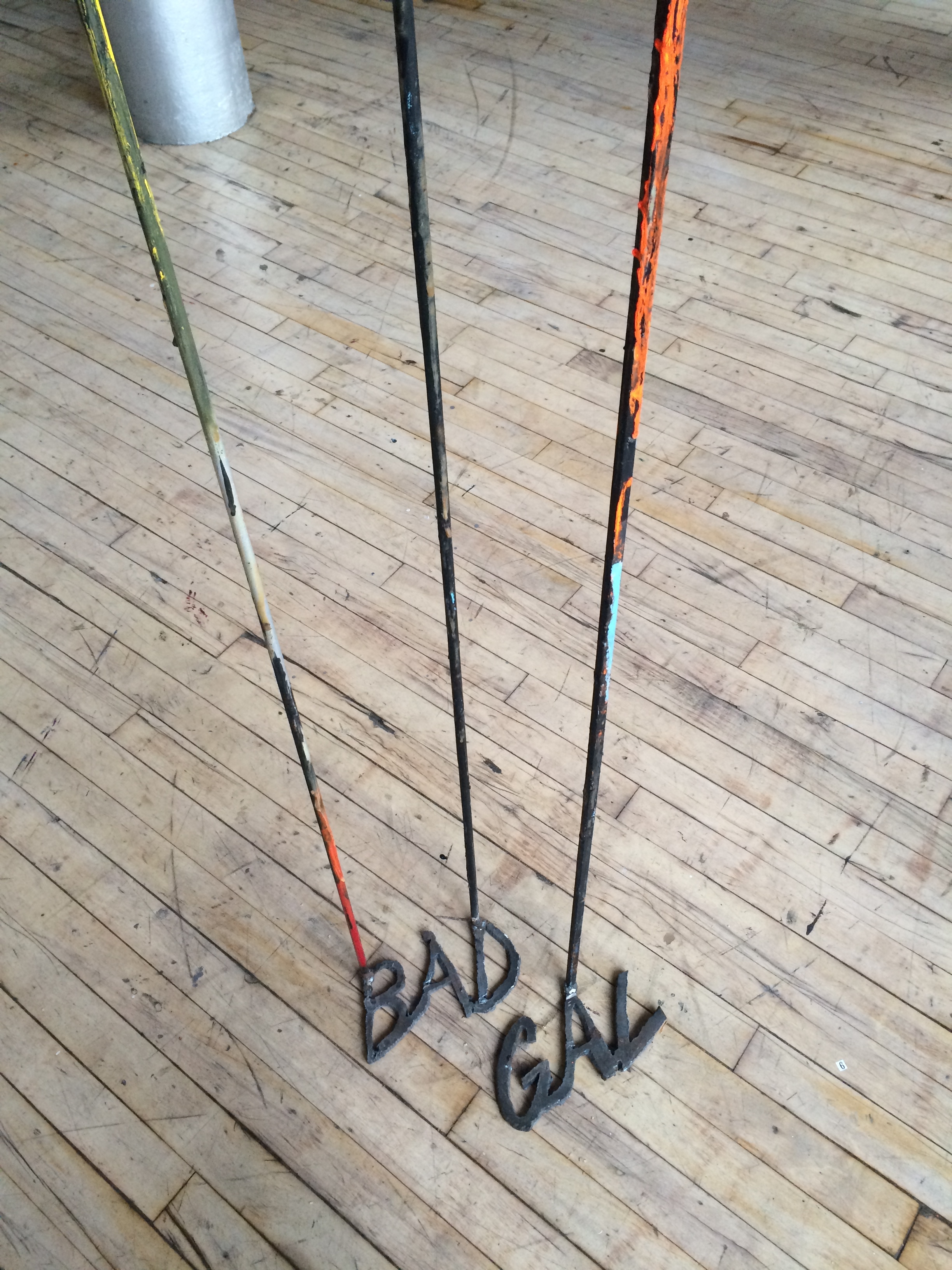   Bad Gal   steel, bark, foam, enamel  6' x 1' x 2'  2015 