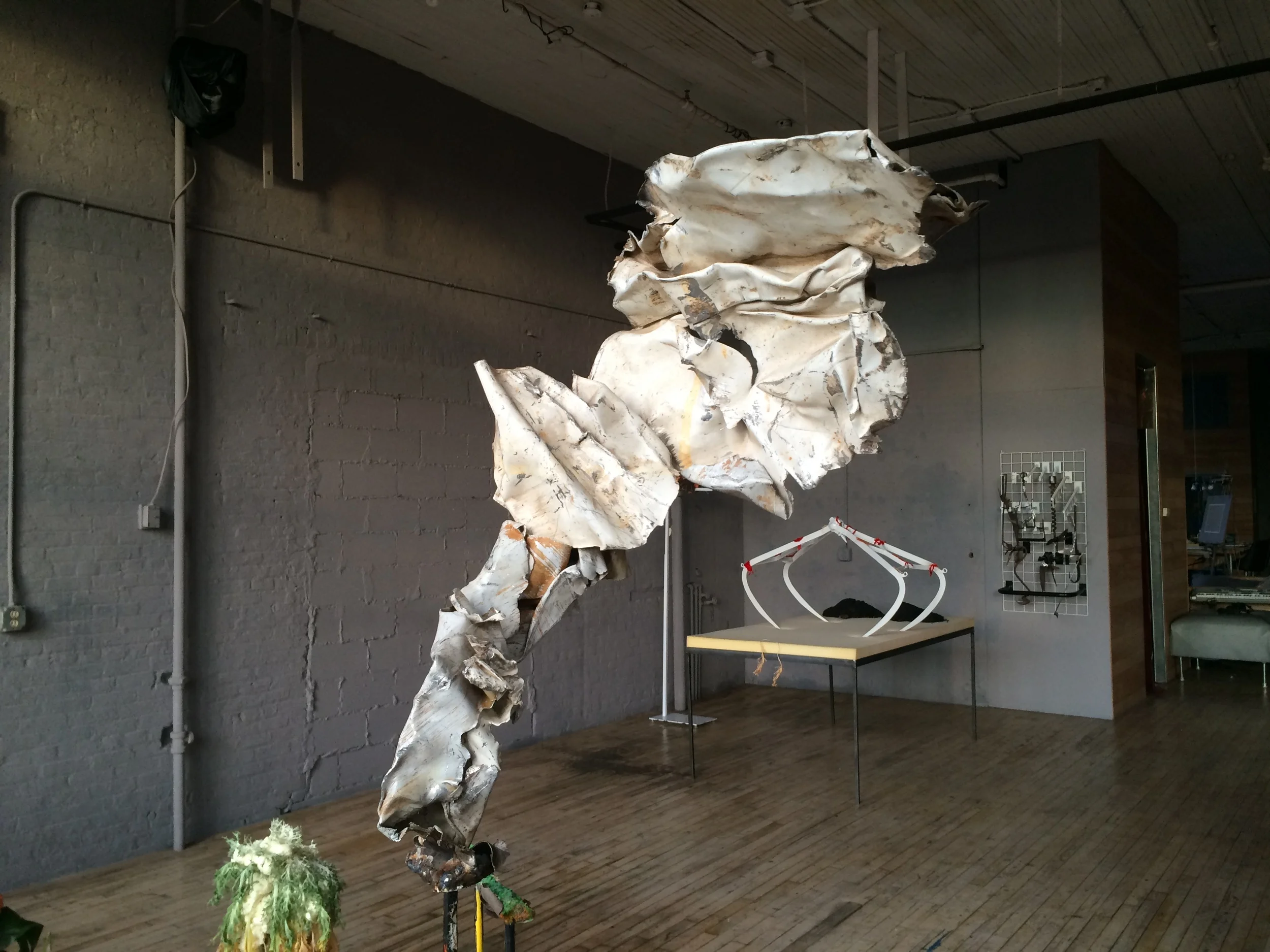   Bad Gal   steel, bark, foam, enamel  6' x 1' x 2'  2015 