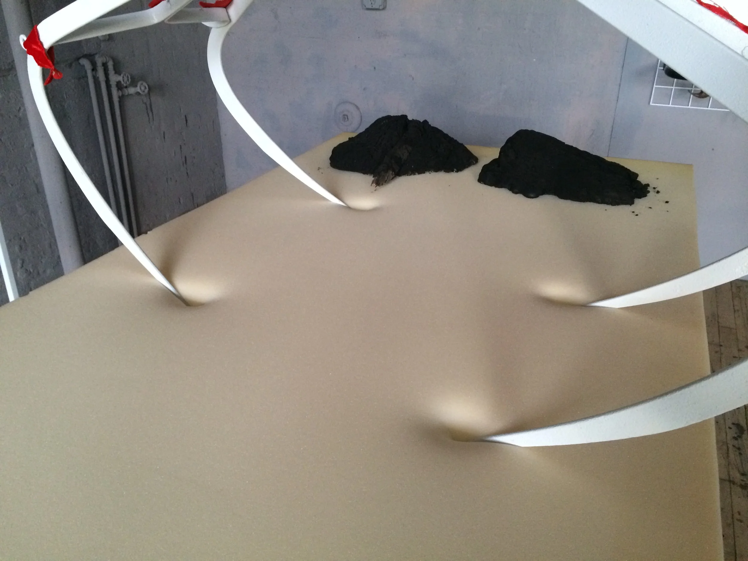   Suite ( detail)  foam, steel, velvet, wood, tar, mop heads  5' x 7' x 3'  2015 