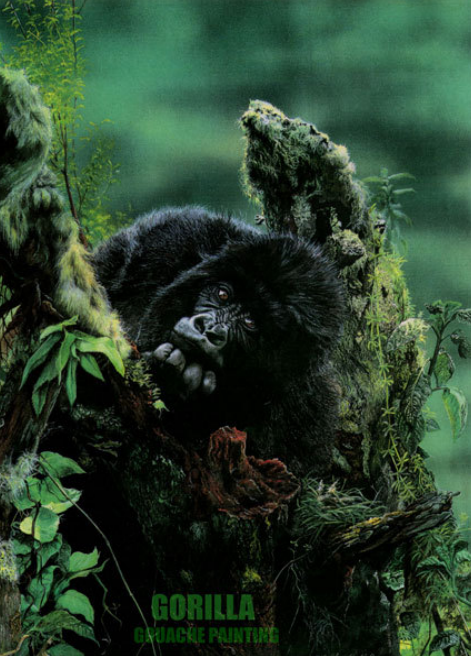 "Mountain Gorilla", Gouache