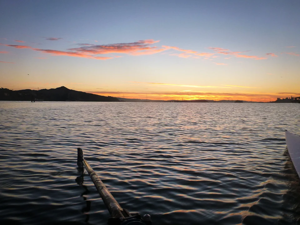 7:15 a.m. Heading out past Angel Island.