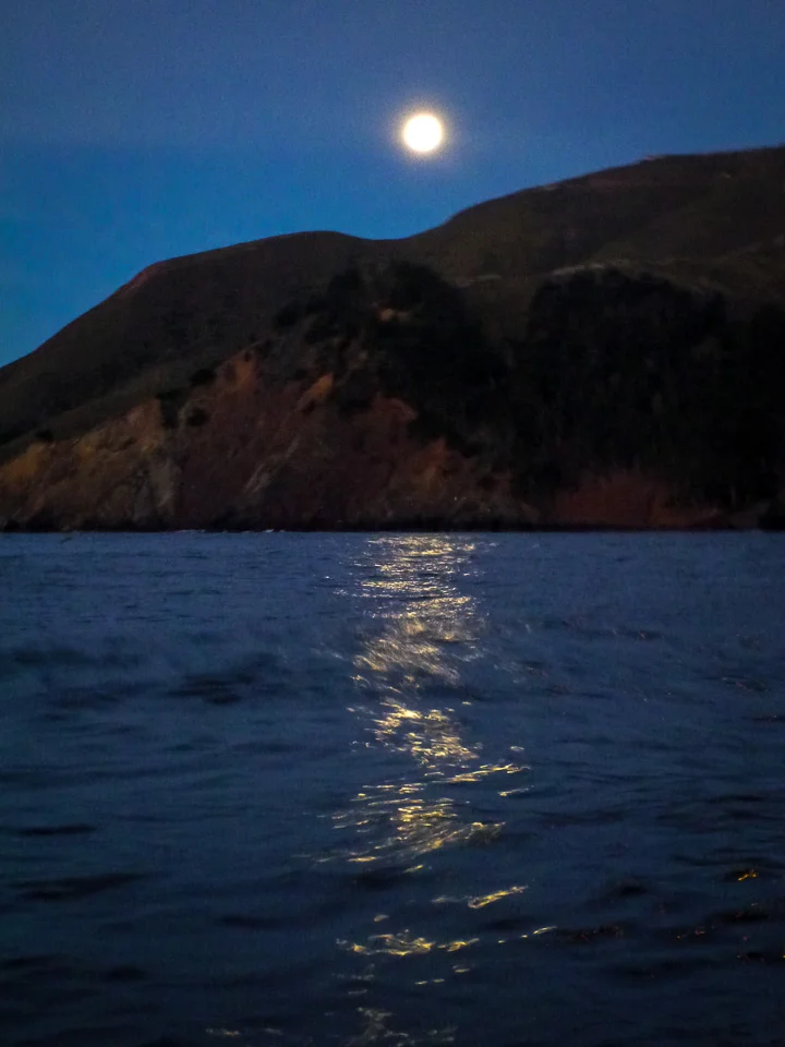 Monday, January 28, 7:01 a.m. Moon above Marin Headlands