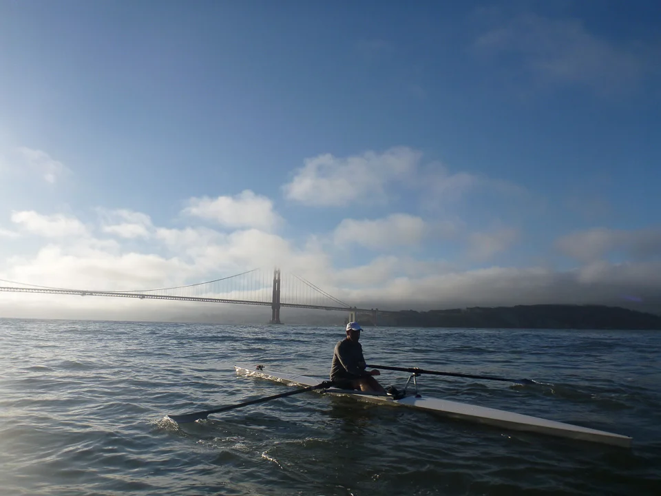 Ken Robinson, training row out the Golden Gate, early, early a.m.