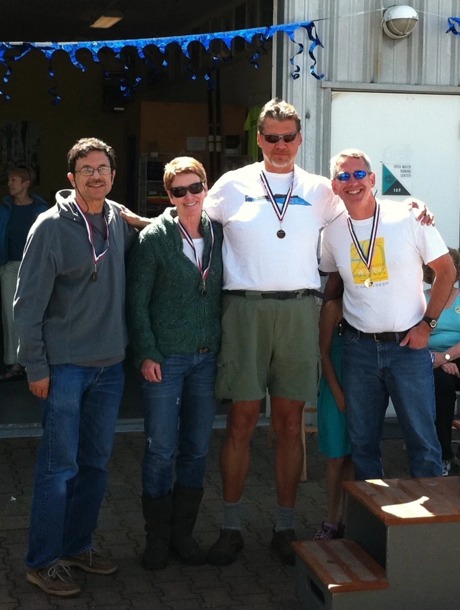 Patrice, me, Tim & Stefan. Open Water Rowing Regatta, Sausalito, California, 2012