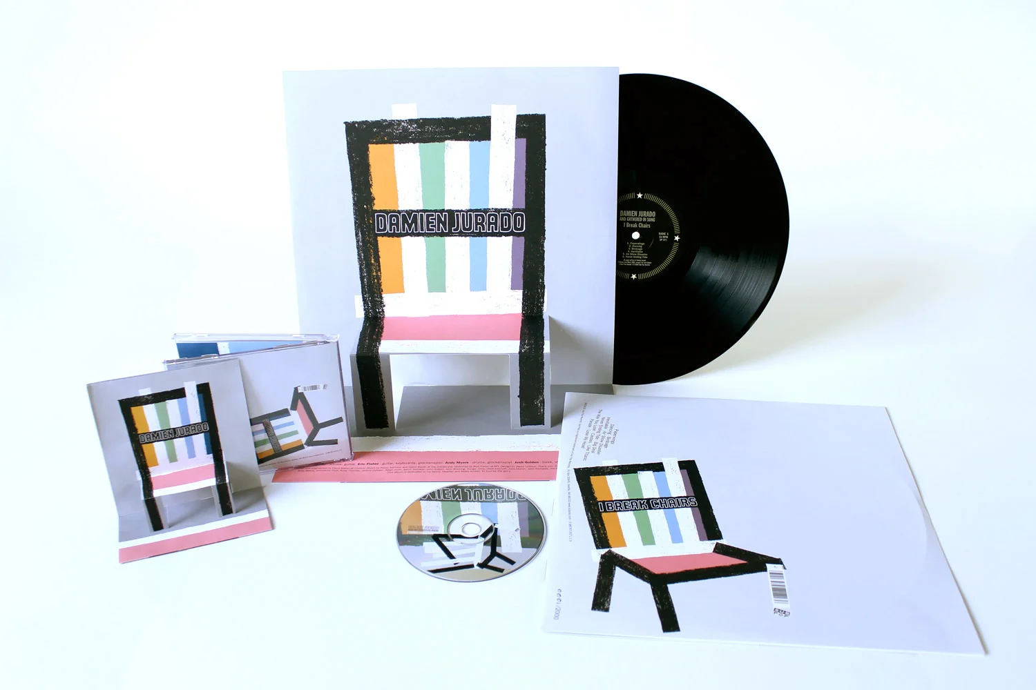 Damien Jurado I Break ChairsWhen an artist titles his record I Break Chairs, the only thing you can do is make a collapsible pop-up chair that “breaks” every time the record is closed.&nbsp;