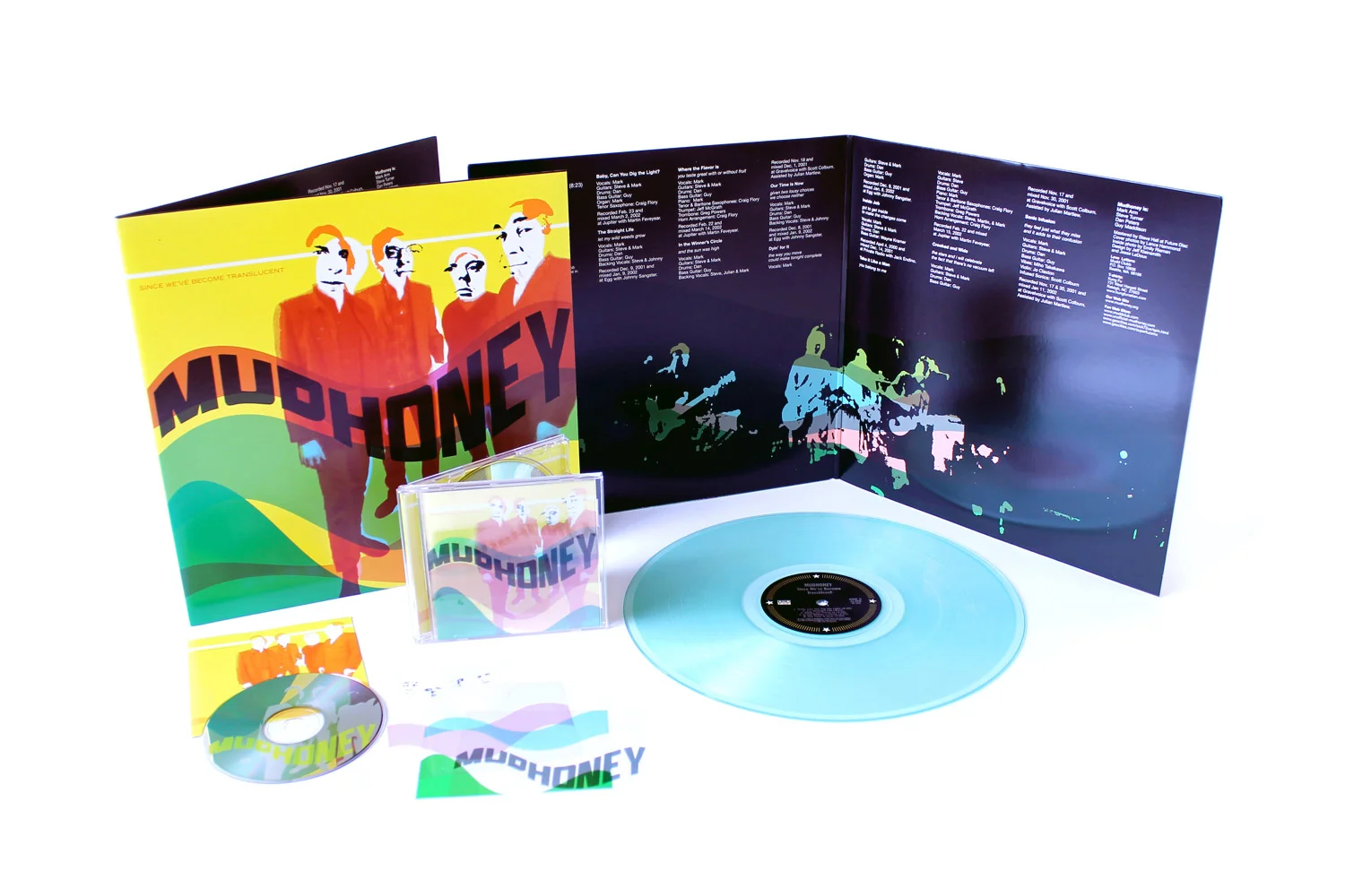 Mudhoney Since We've Become TranslucentCD booklet has translucent pieces of acetate which allows the listener to customize their album cover.