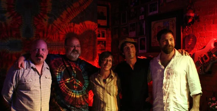 Lyle Hogue, Byron Stuart, BeJae, Dave Zollo, and Andy Fleming at Byron's in Pomeroy, IA, 2011. Photo by Roger D. Feldhans.