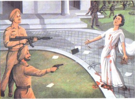 It was Gandhi's Sikh bodyguards who carried out the assassination, in retaliation for her fateful actions in Amritsar 