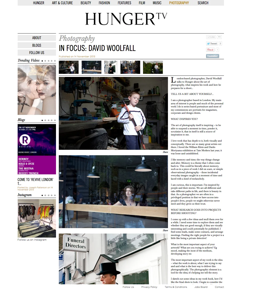 Click on the article for more of the interview