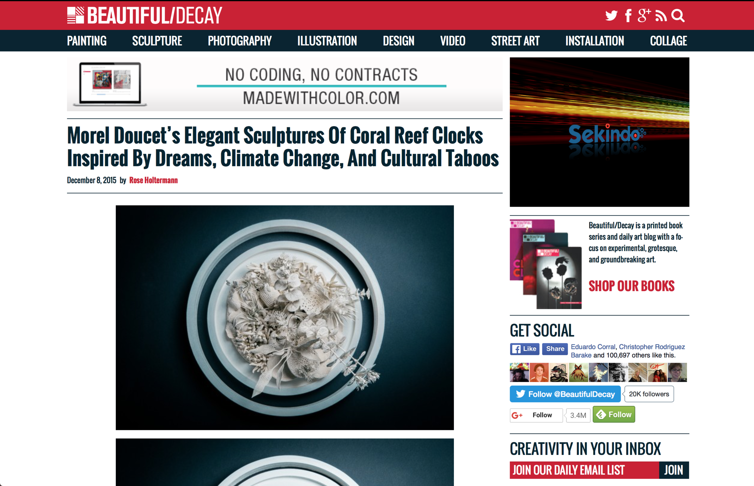 Beautiful Decay Magazine // Morel Doucet’s Elegant Sculptures Of Coral Reef Clocks Inspired By Dreams, Climate Change, And Cultural Taboos