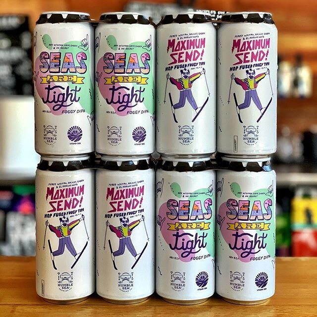 NEW BEER from @humblesea and @altamontbeerworks!

@humblesea 
MAXIMUM SEND (Hop Fused Foggy Triple IPA with Citra, Galaxy, Sabro and El Dorado Hops)

SEAS ARE TIGHT (Double Dry Hopped Double IPA with Citra Cryo, Sabro and Vic Secret)

@altamontbeerwo