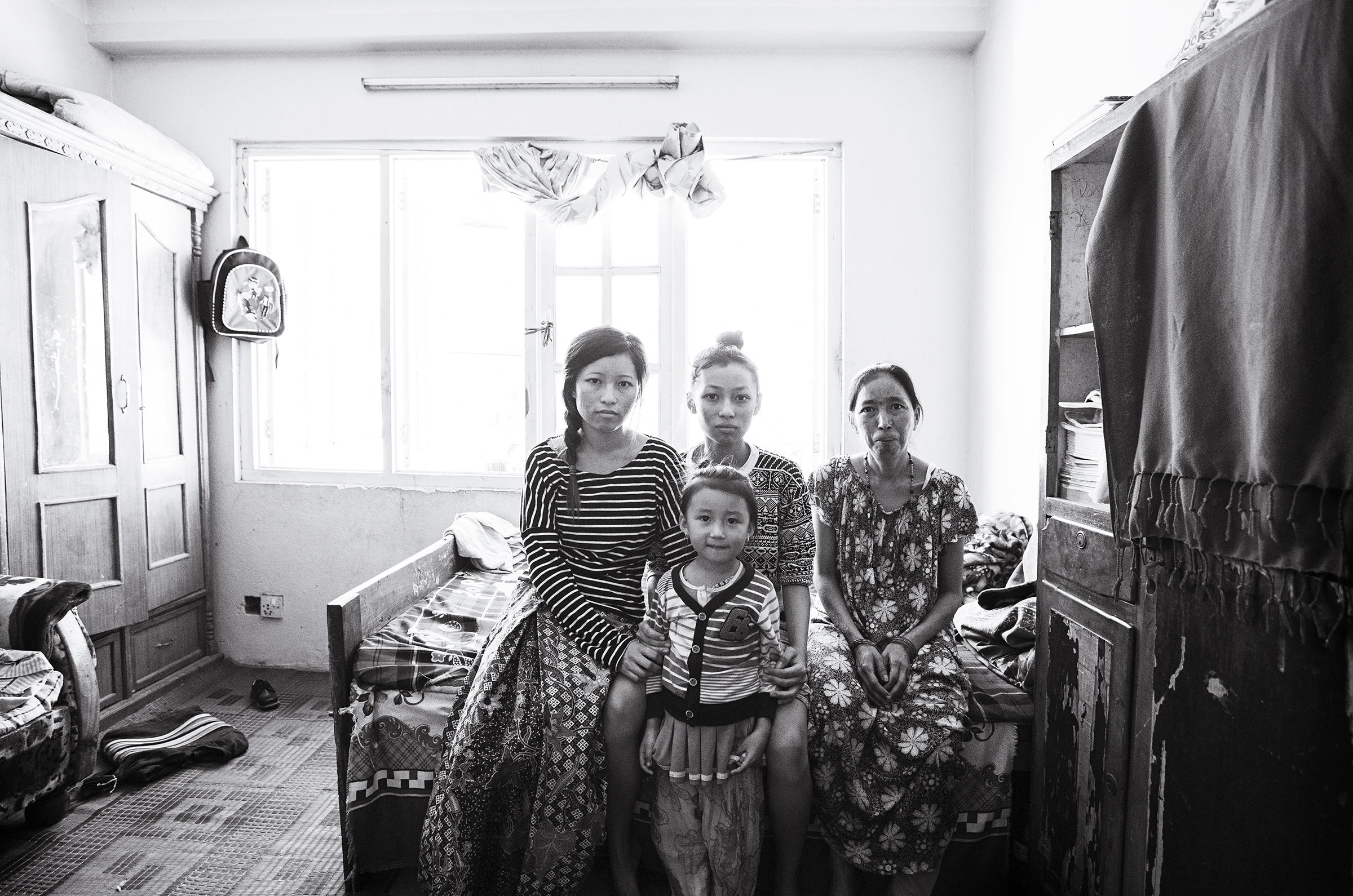 Left to right: Anu (21), Anjika (5), Anita (14), Phoolmaya (40s).