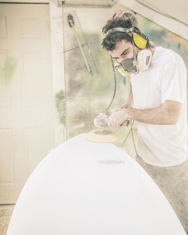 Sanding. All the dust, none of the glory. Thanks @damo_price Photo: Jeffrey Bosdet #supportyourlocalshaper #madeincanada