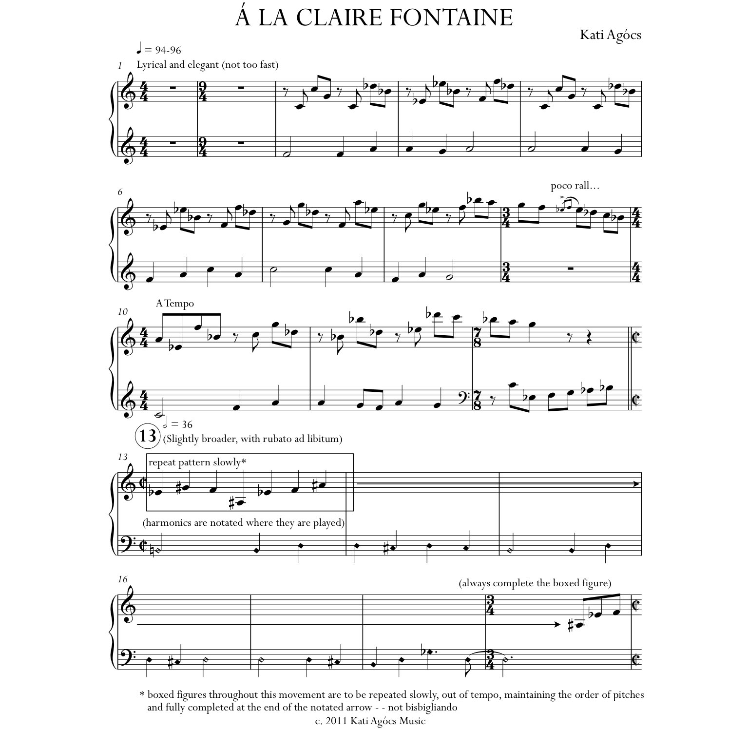 A la claire fontaine piano sheet music