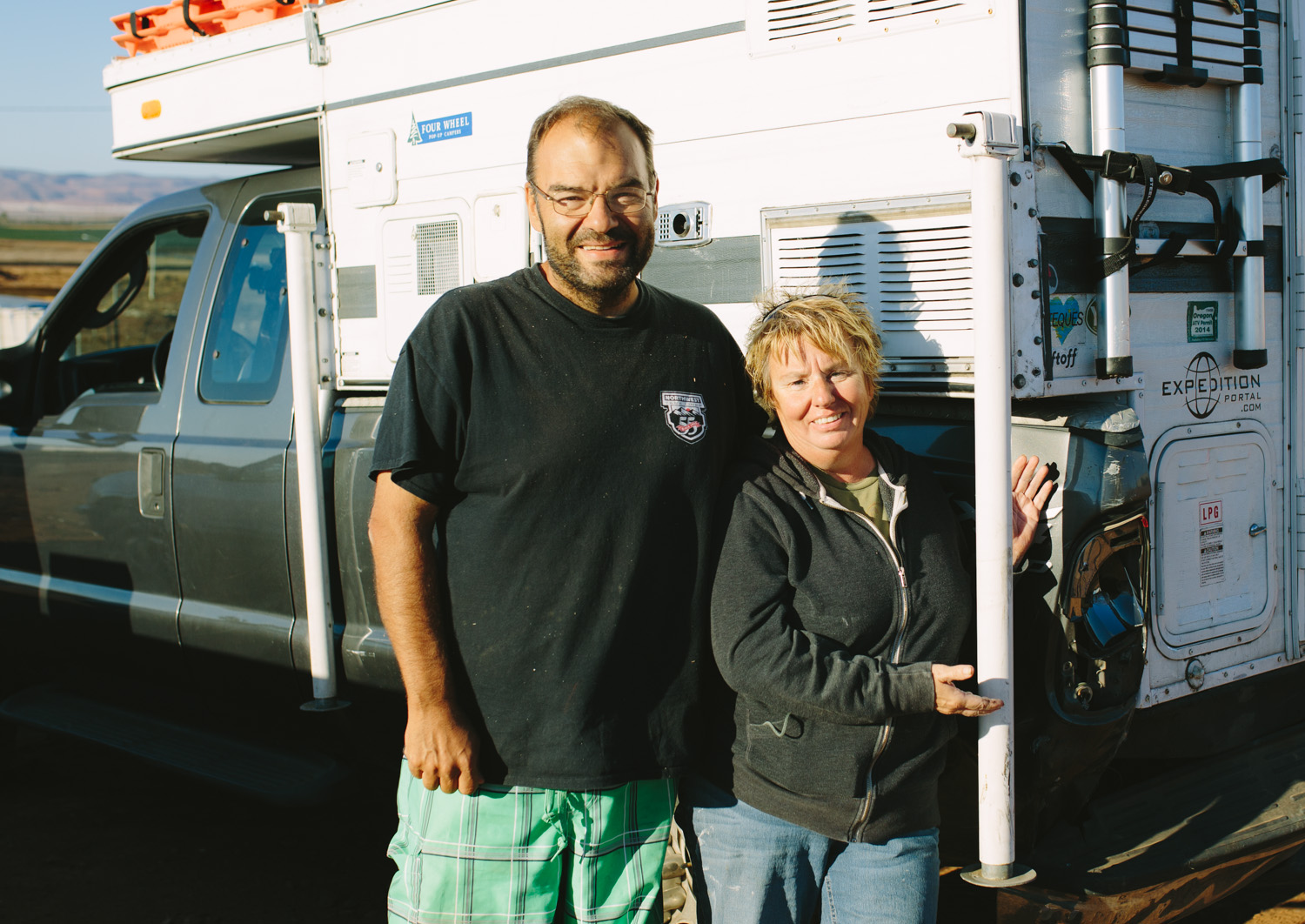 Andrew and Dawn (sans Anthony) showing of our repairs.