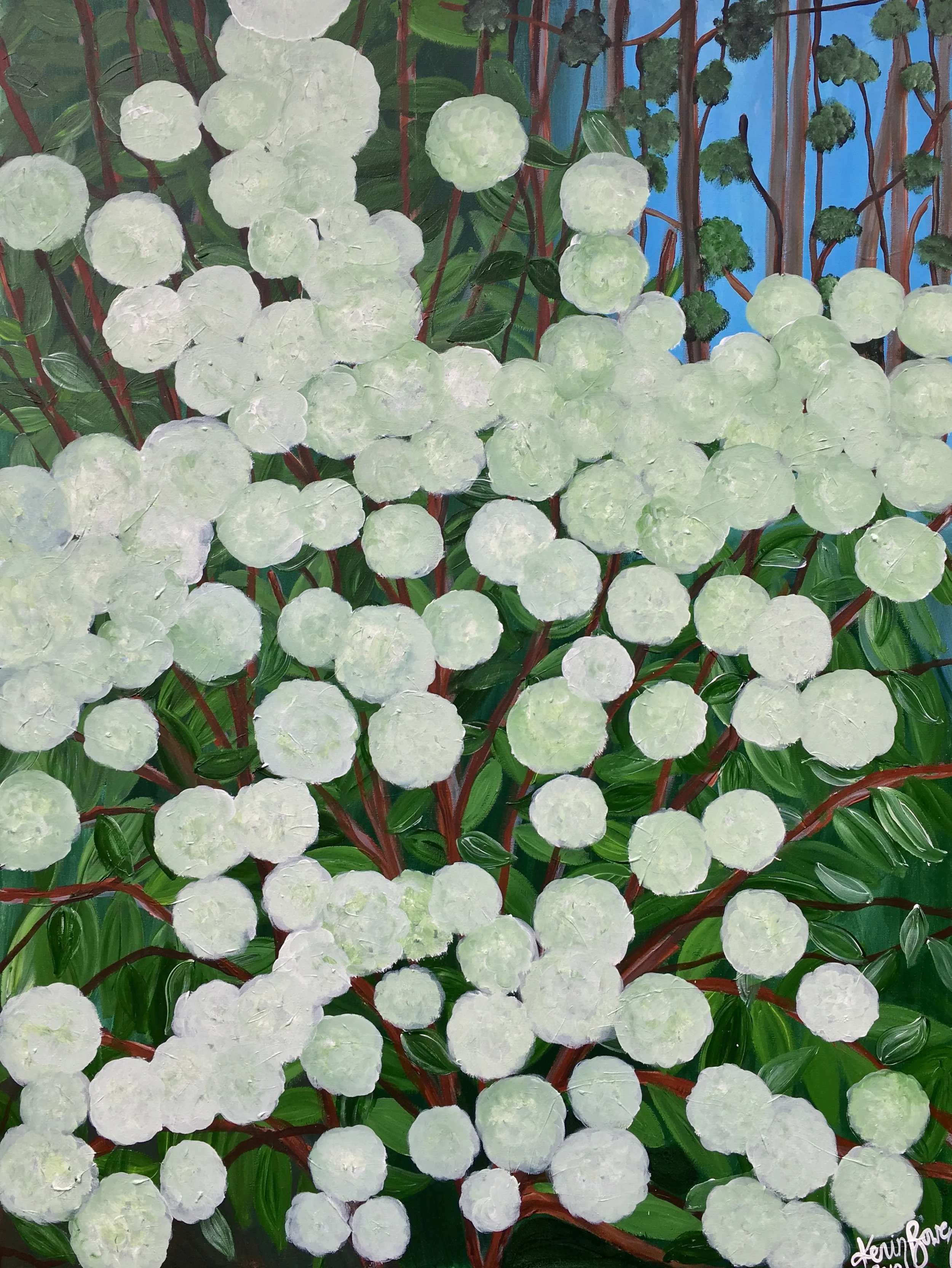 Hydrangea Tree, 2018 watercolor, gouache and acrylic on stretched canvas
