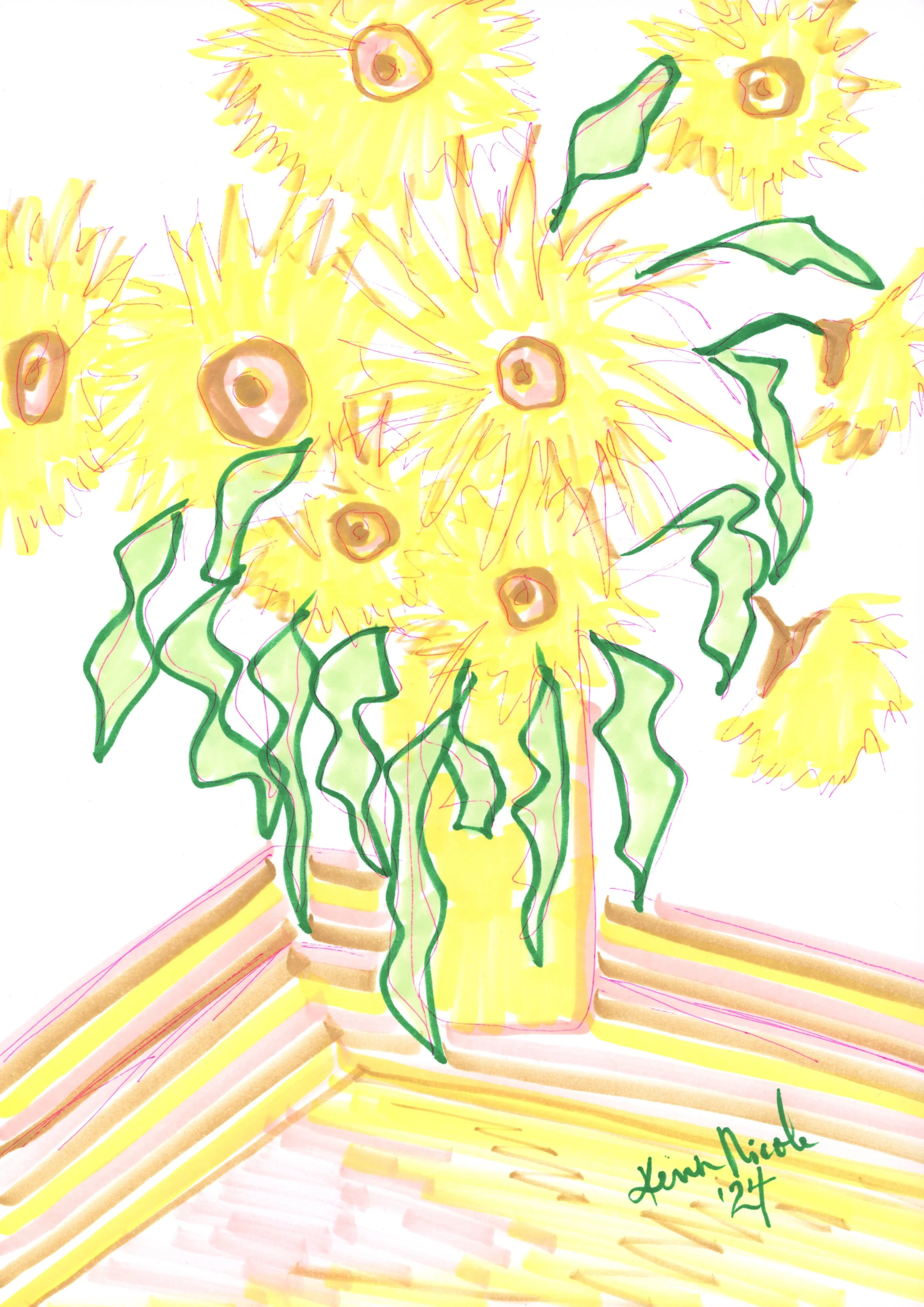 Study of Van Gogh Sunflowers