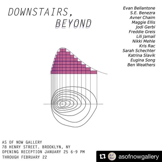 #Repost @asofnowgallery with @get_repost
・・・
Please join us for the opening of our next show, "Downstairs, Beyond" Friday January 25 6-9pm, curated by @nikkimehle