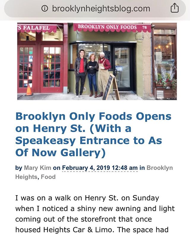 Brooklynheightsblog.com ran a story about @asofnowgallery and @brooklyn_only_foods