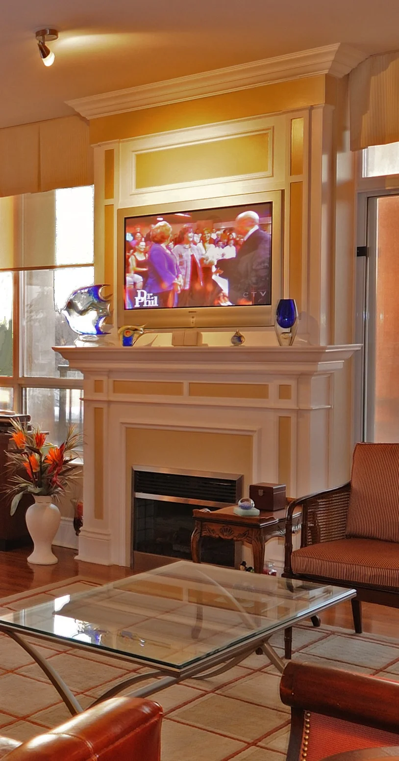 Fireplace At Sunset - Designed and Built by Spaces Custom Interiors