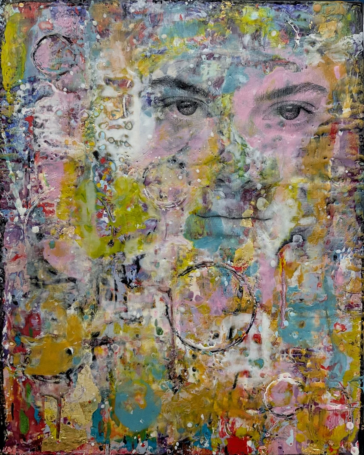 Encaustic on cradled birch with pigment, oils and image transfer