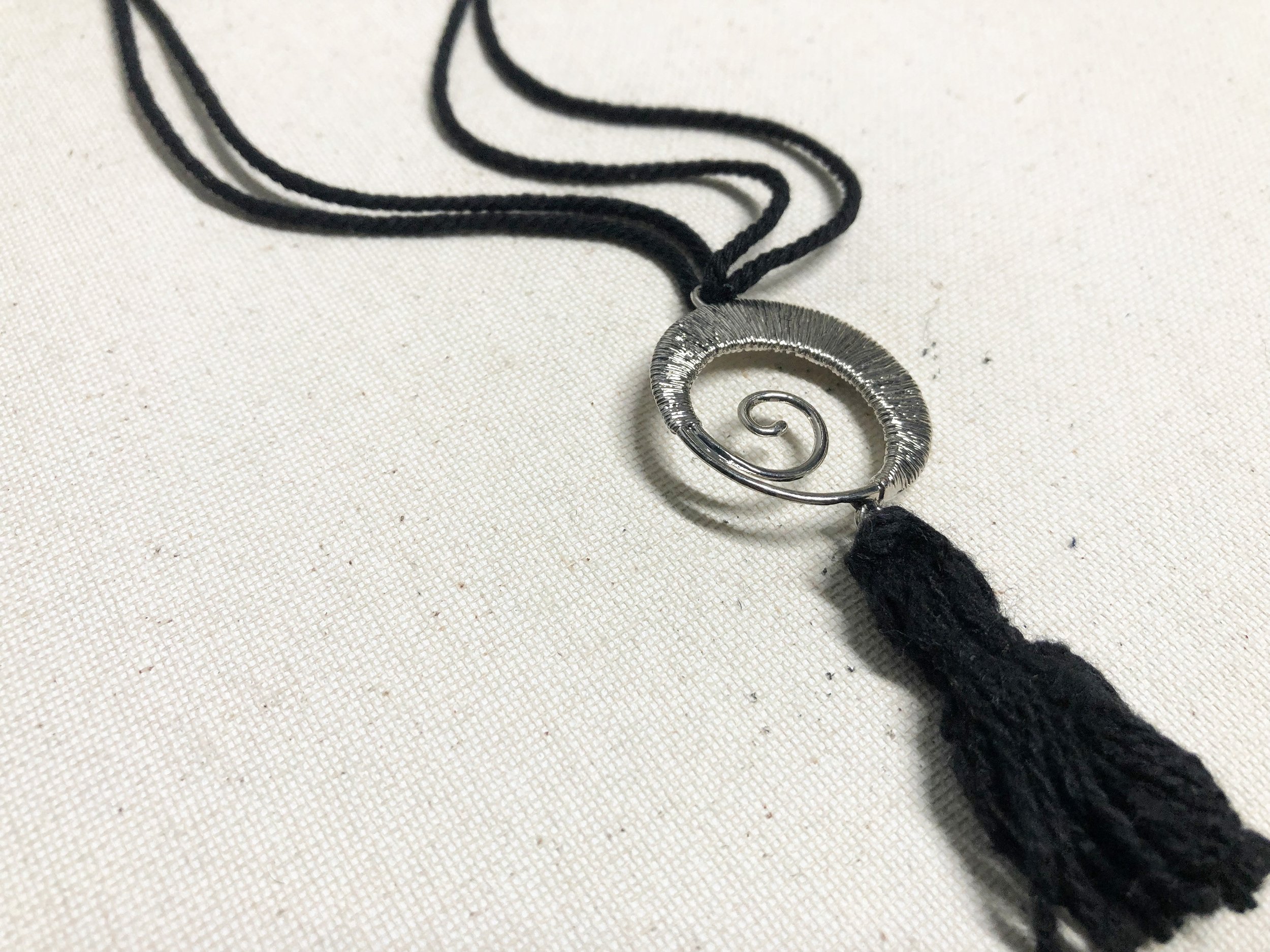 Wire Wrapped Swirl Pendant Necklace by  Black & Gold Fashions (3).jpg