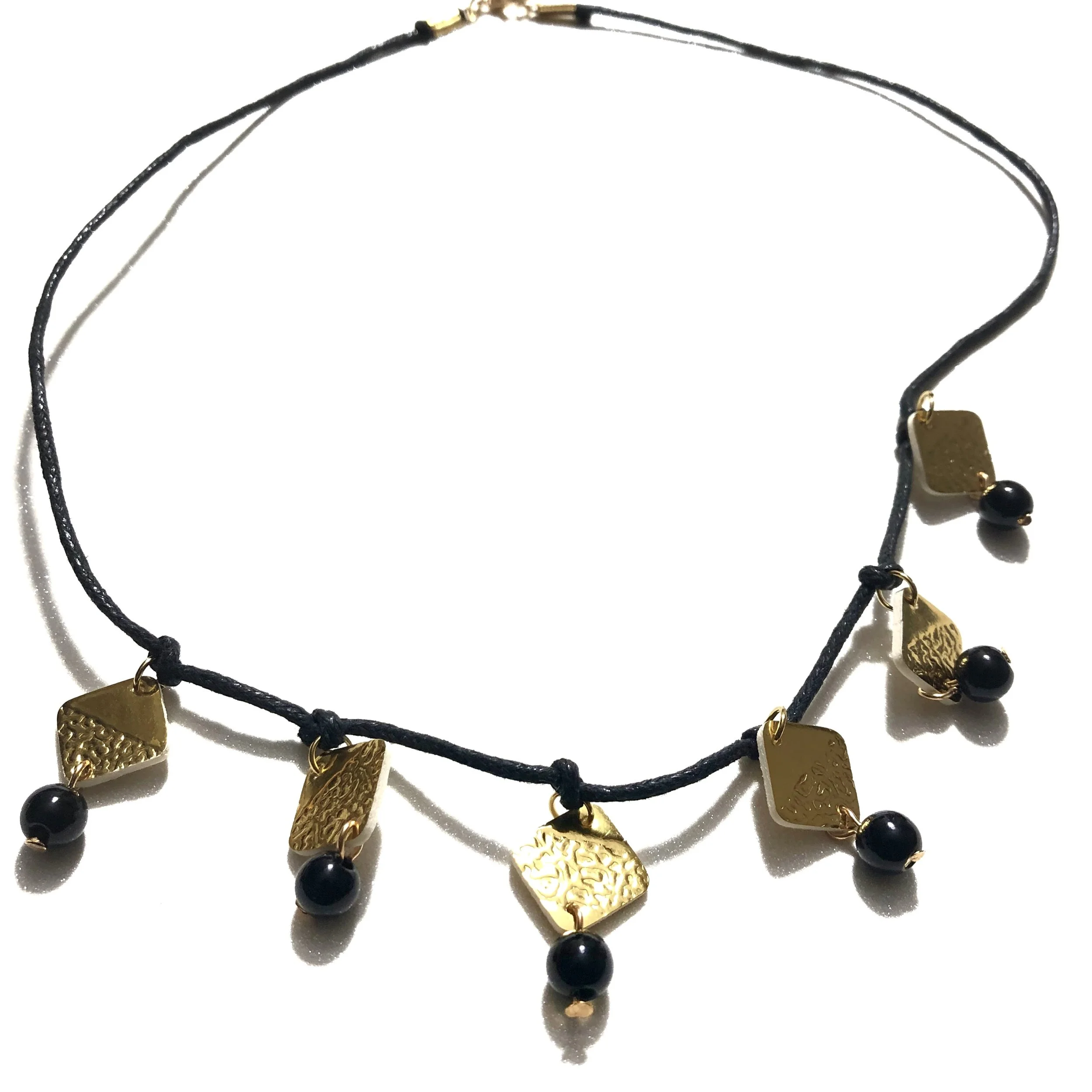 Gold-tone necklace with cluster beads