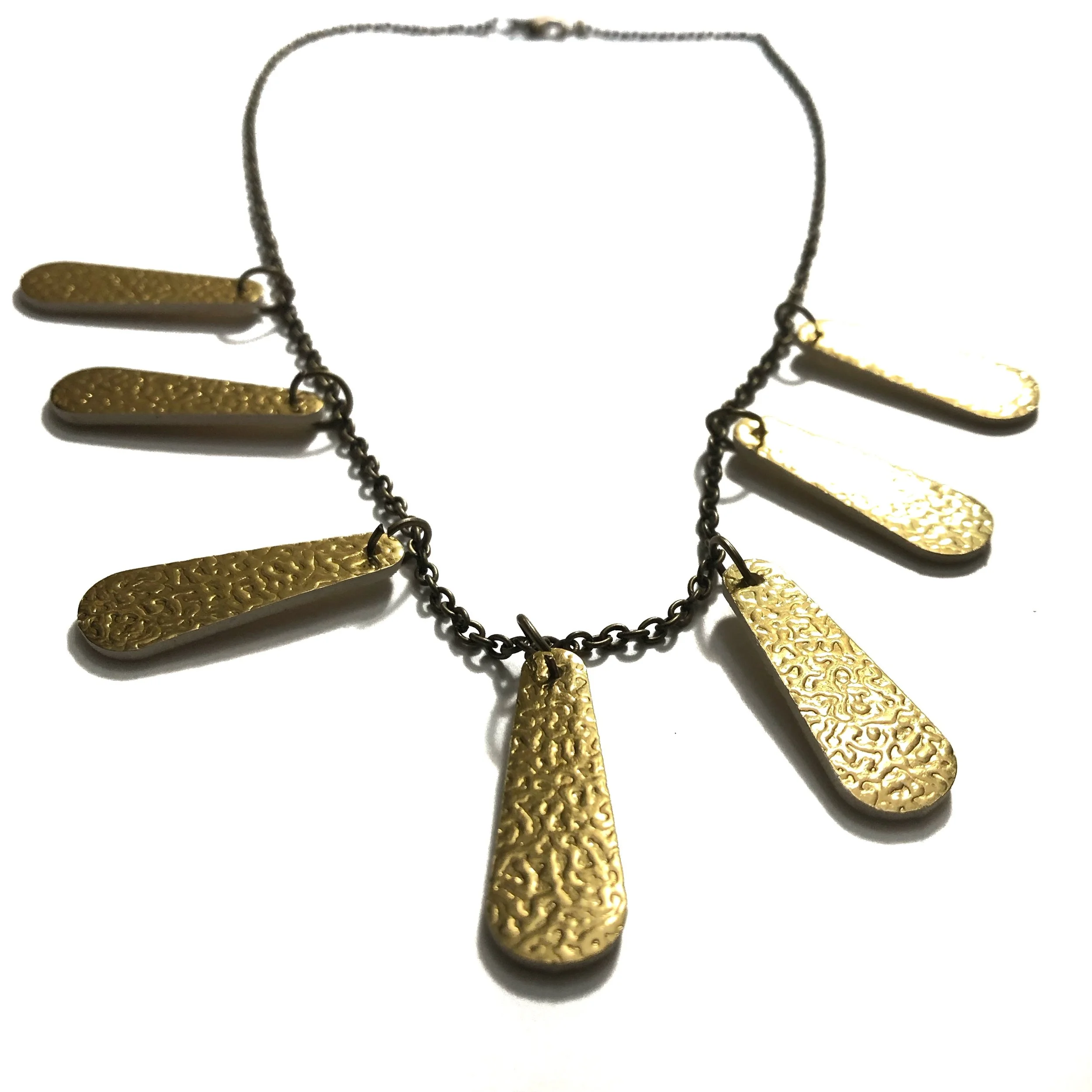 Golden multi-teardrop long necklace