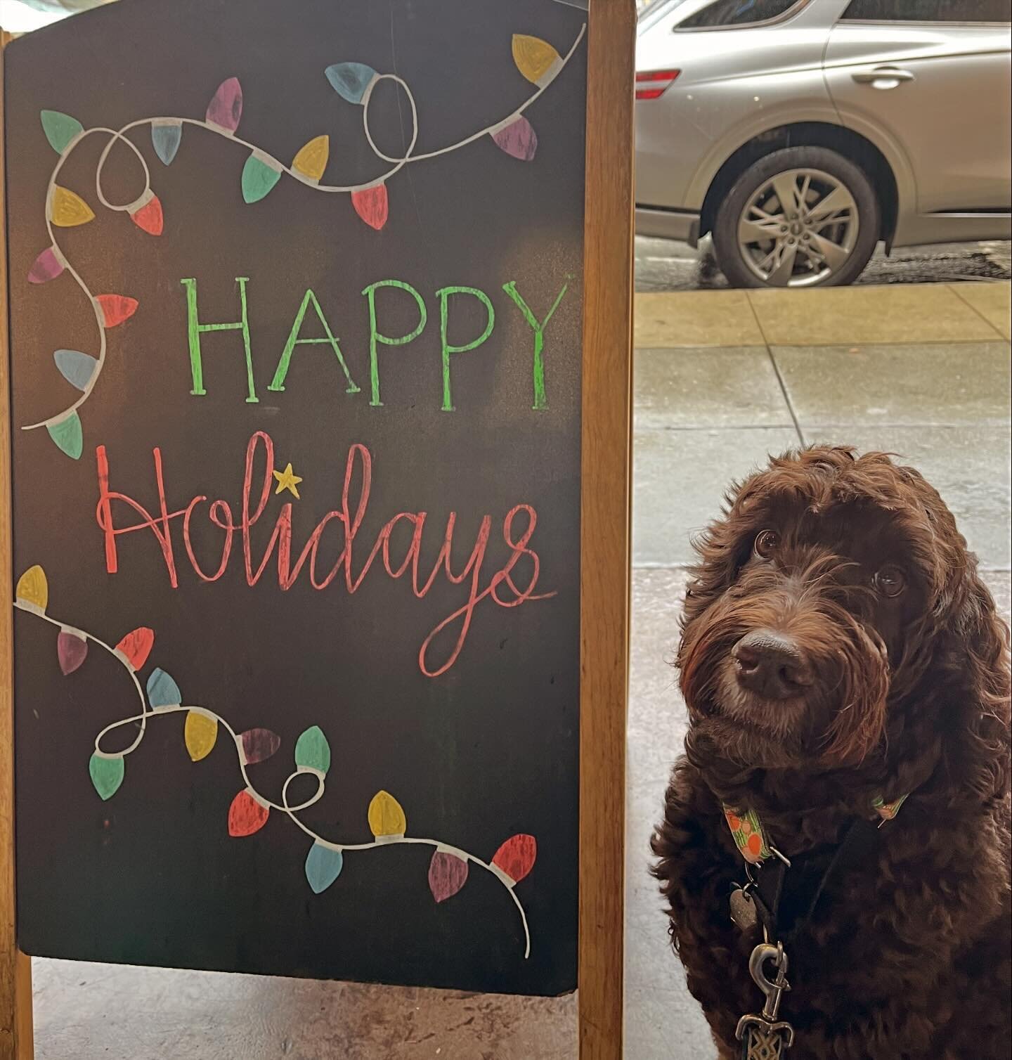 Enjoying holiday coffee and breakfast burritos patio side @localfixture and @phlightwhittier this rainy morning. 

#uptownwhittier #localfixture #phlight #shoplocal #whittierlocal #smallbusiness #labradoodlesofinstagram #labradoodle #happynewyear