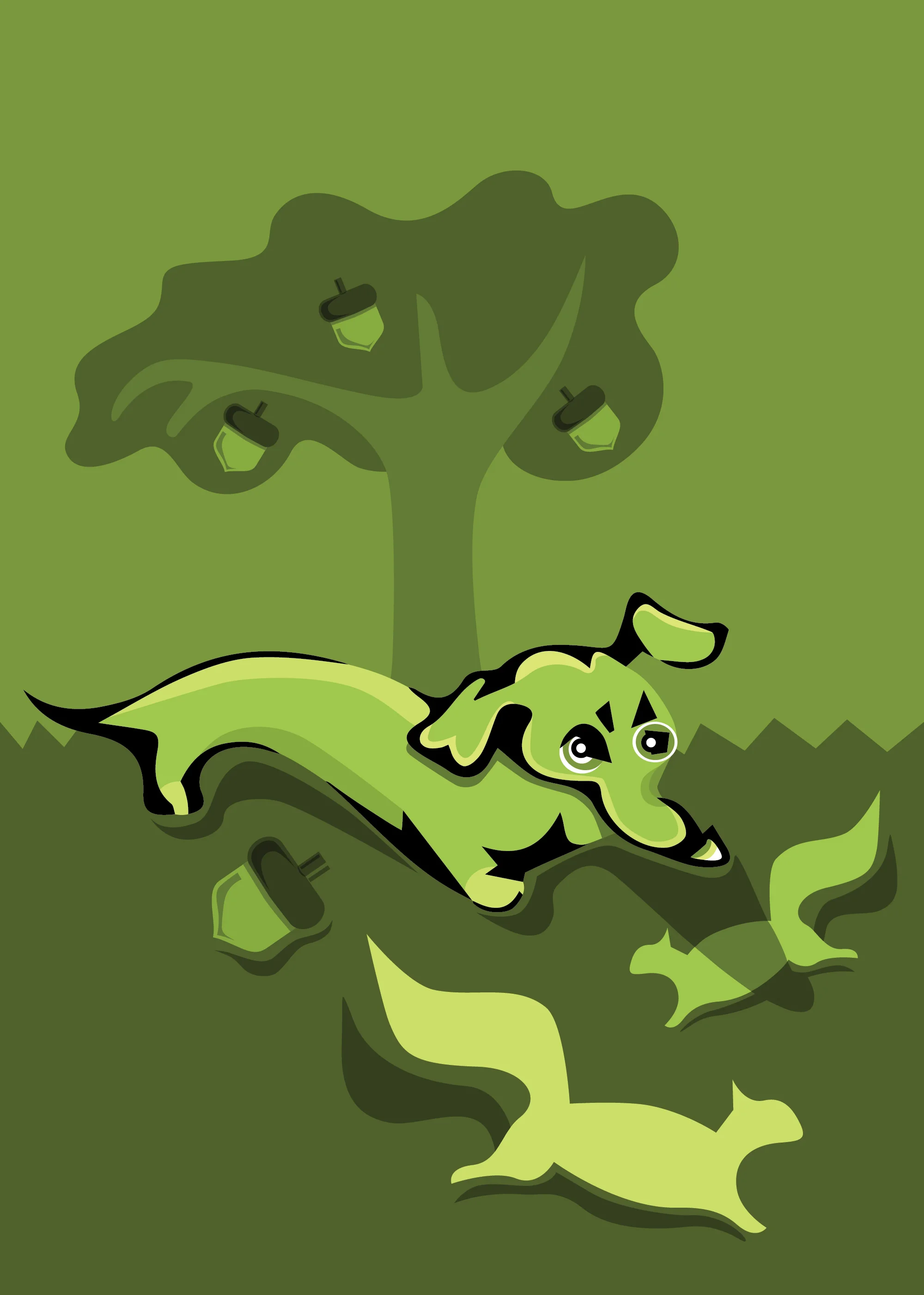 dachshund chasing squirrels under an oak tree high-res.jpg