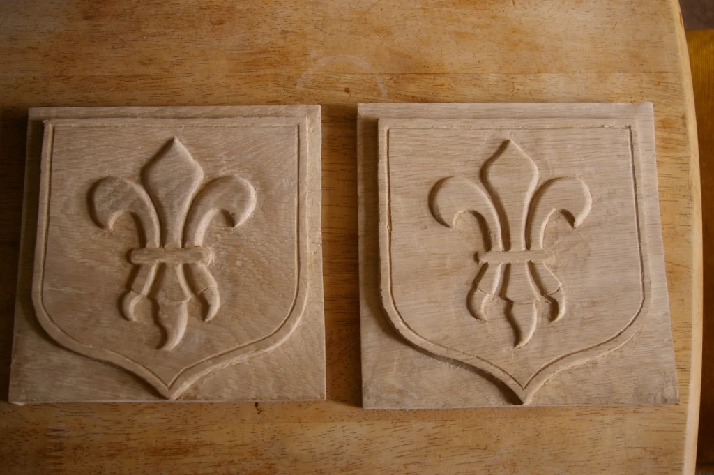 Oak Fleur-de-lis for fireplace