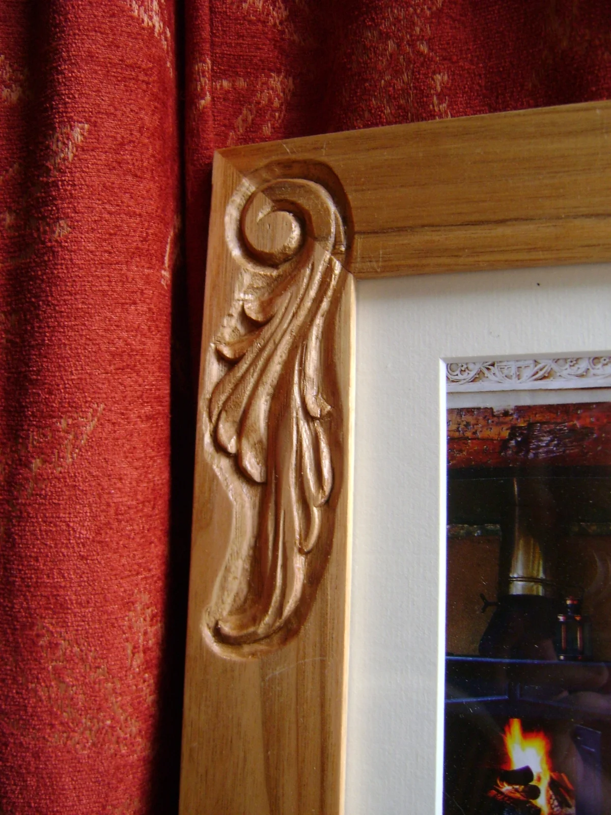 Detail of hand carved leaf